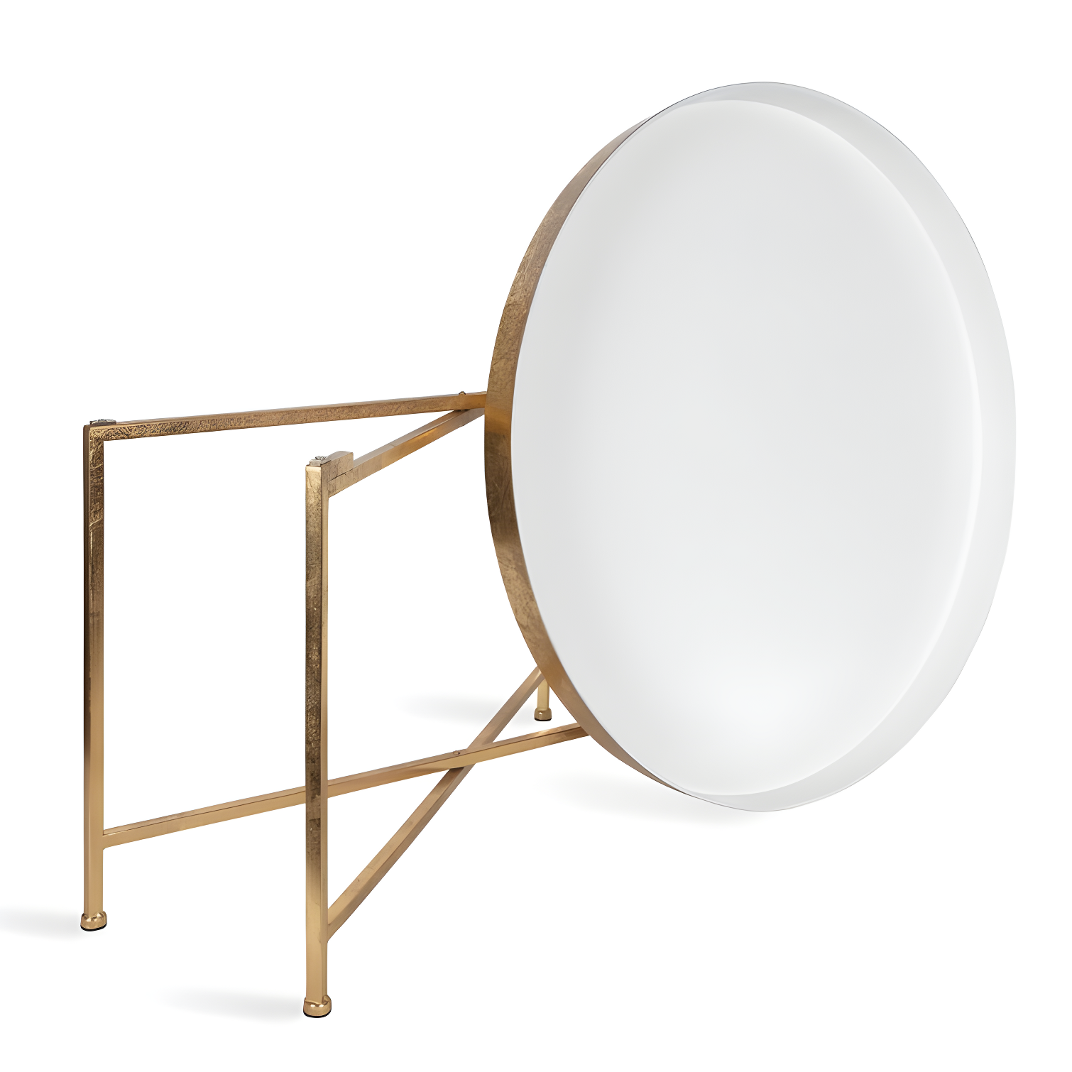 Kate and Laurel Celia Round Metal Coffee Table, 28.25x28.25x19, White and Gold