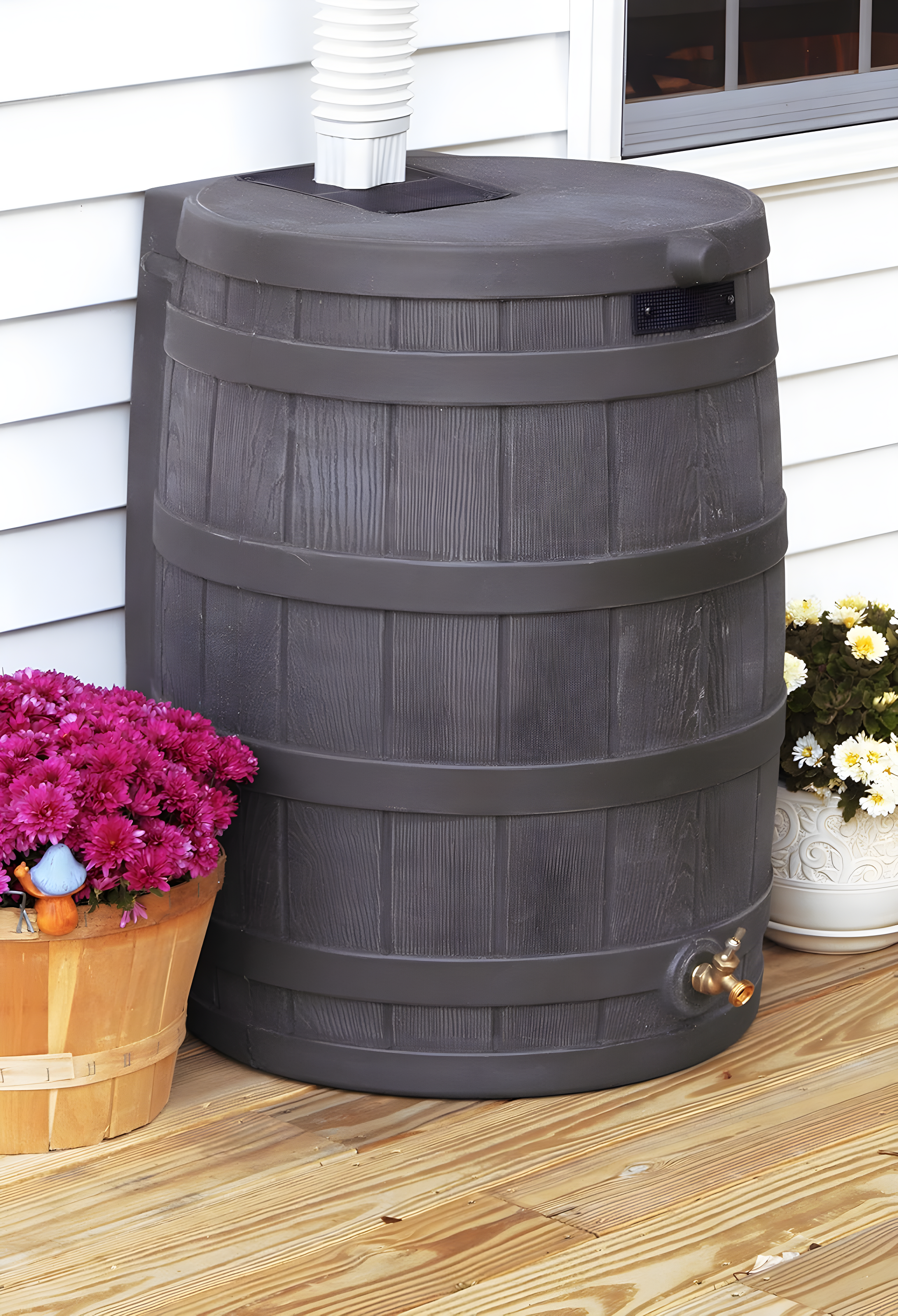 Good Ideas Rain Wizard Whiskey Style Rain Barrel with Overflow and Spigot