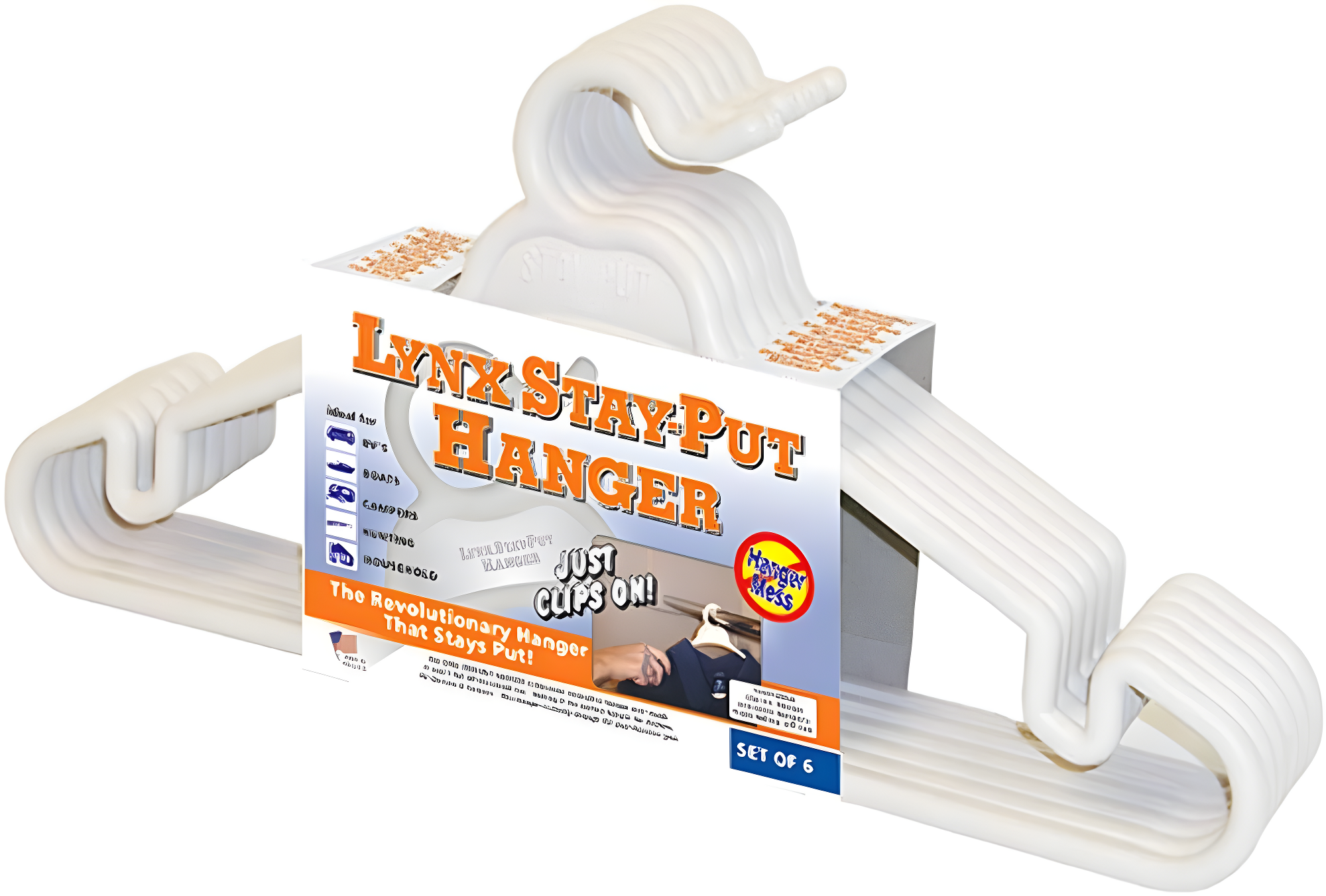 Lynx Stay-Put Plastic Hangers for RVs, Campers, Boats & Home, 6-Pack, 1200W, White, Plastic