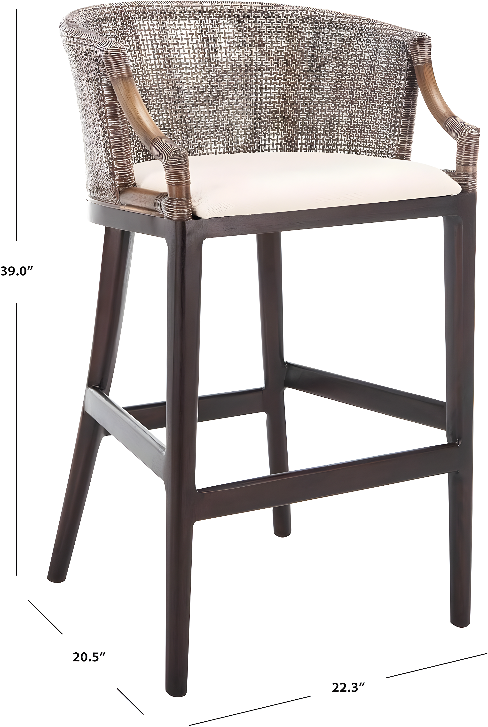 Brando Bar Stool - Brown/White - Safavieh
