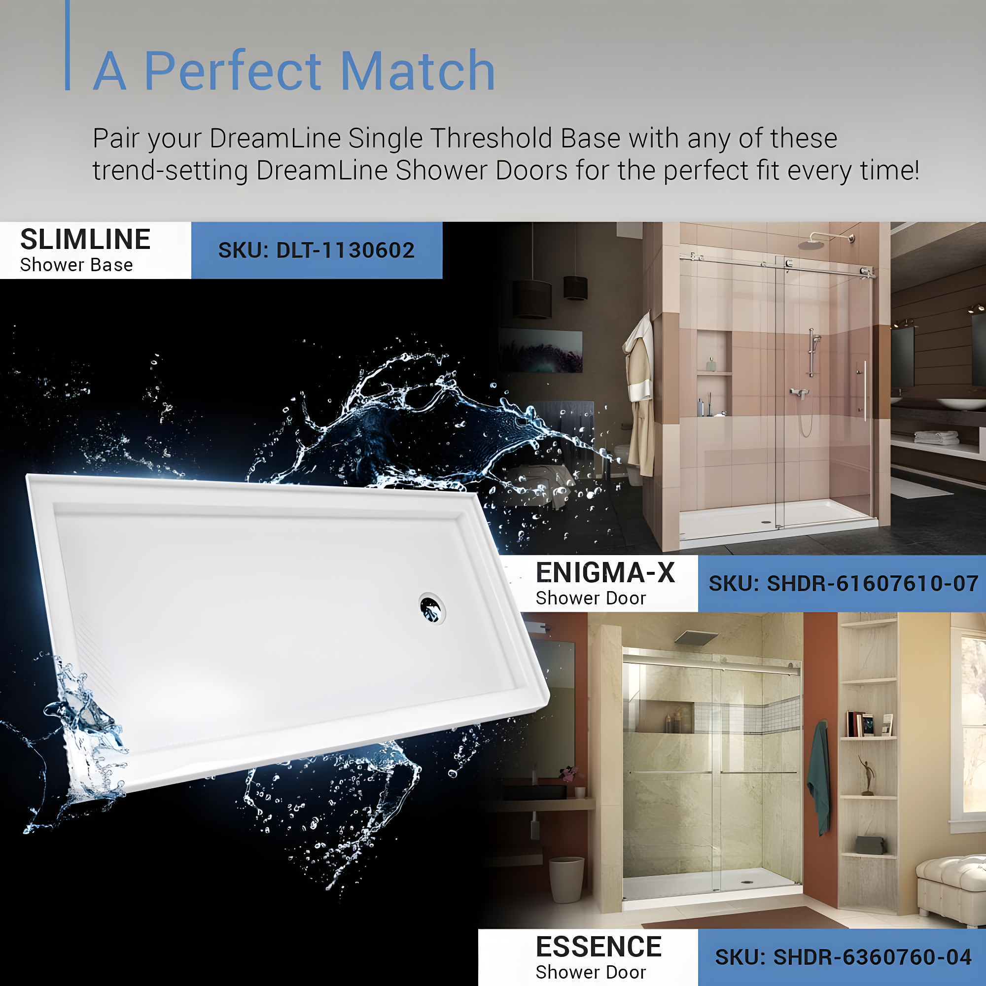 SlimLine 60" x 30" Single Threshold Shower Base