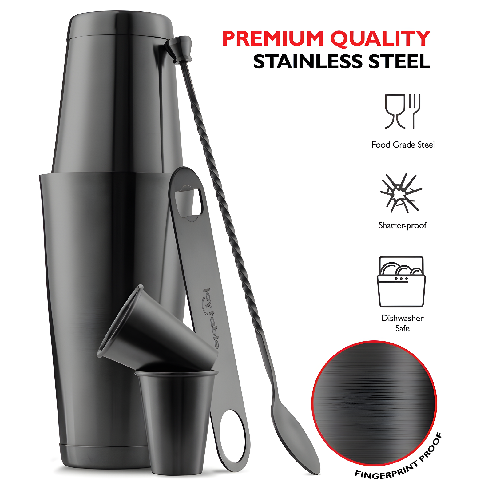 Joytable Joytable Stainless Steel Cocktail Shaker Bar Set