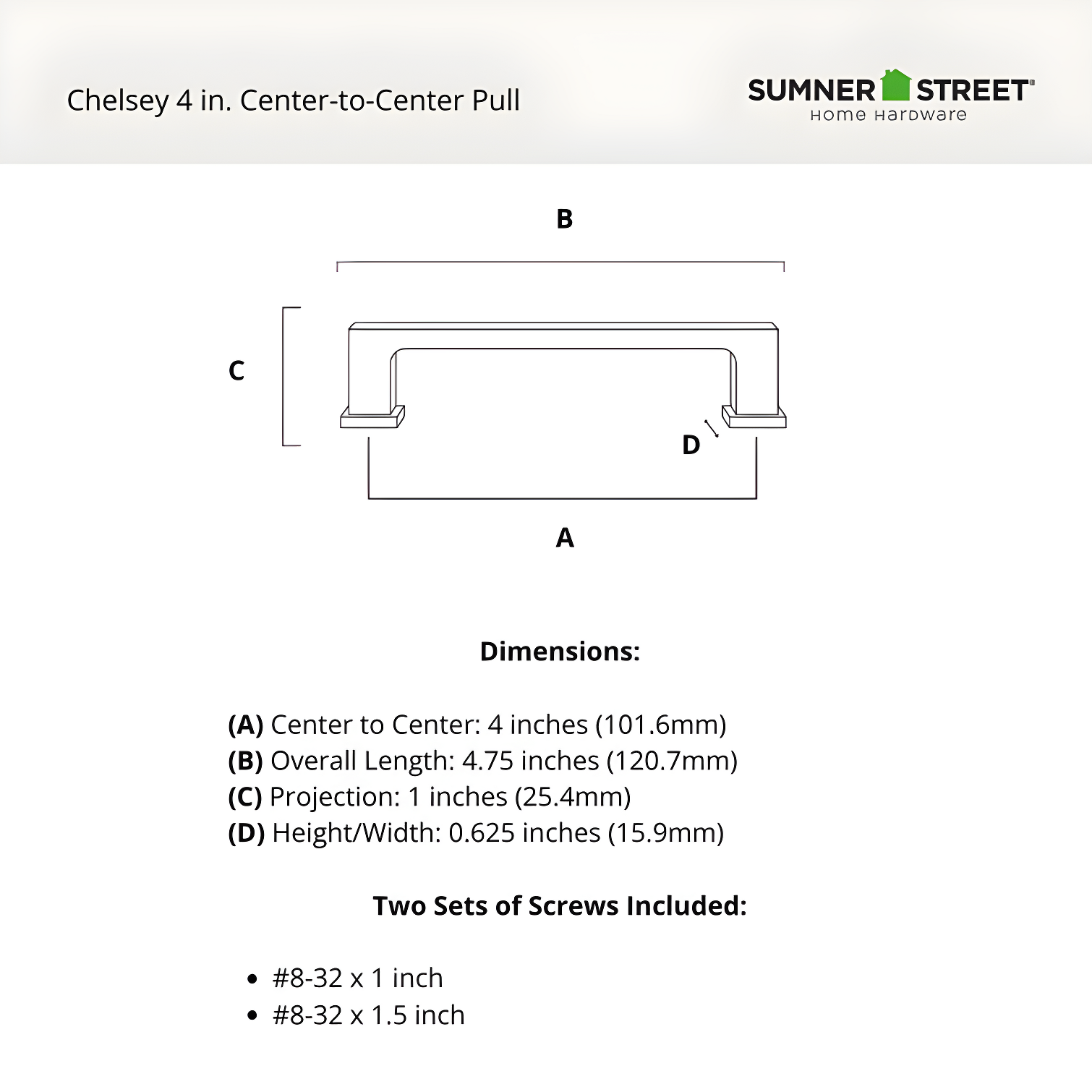 Chelsey 4" Center to Center Bar Pull
