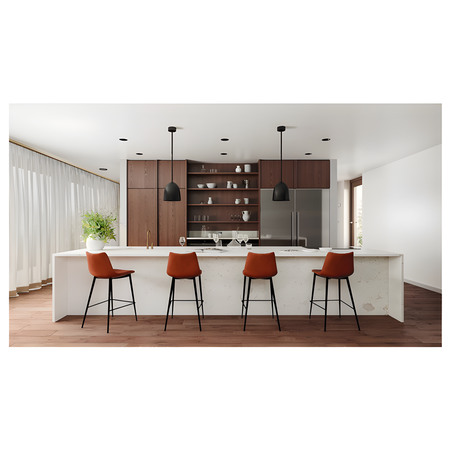 Moe's Home Collection Alibi 30" Faux Leather Bar Stools in Brown (Set of 2)