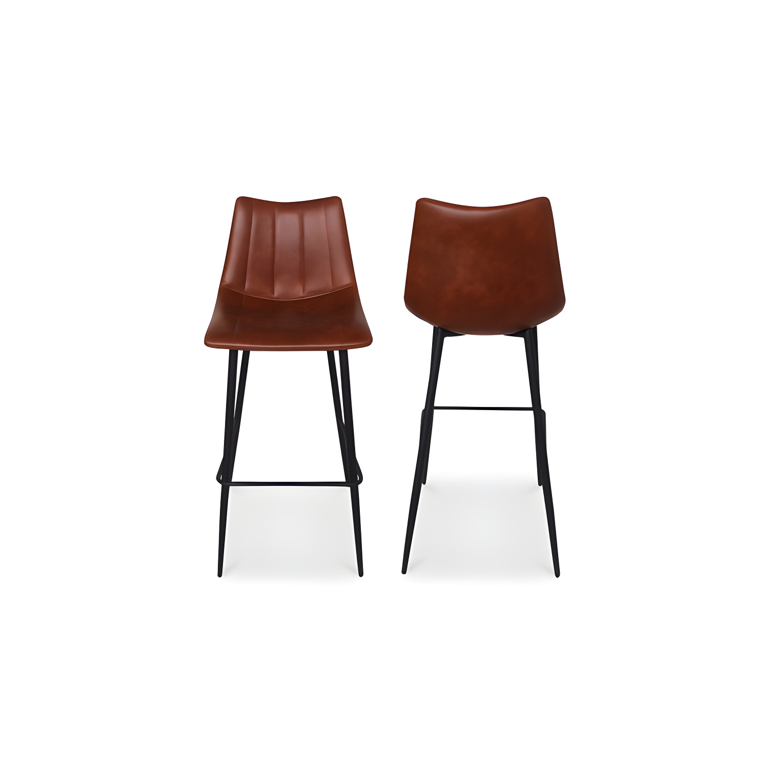 Moe's Home Collection Alibi 30" Faux Leather Bar Stools in Brown (Set of 2)