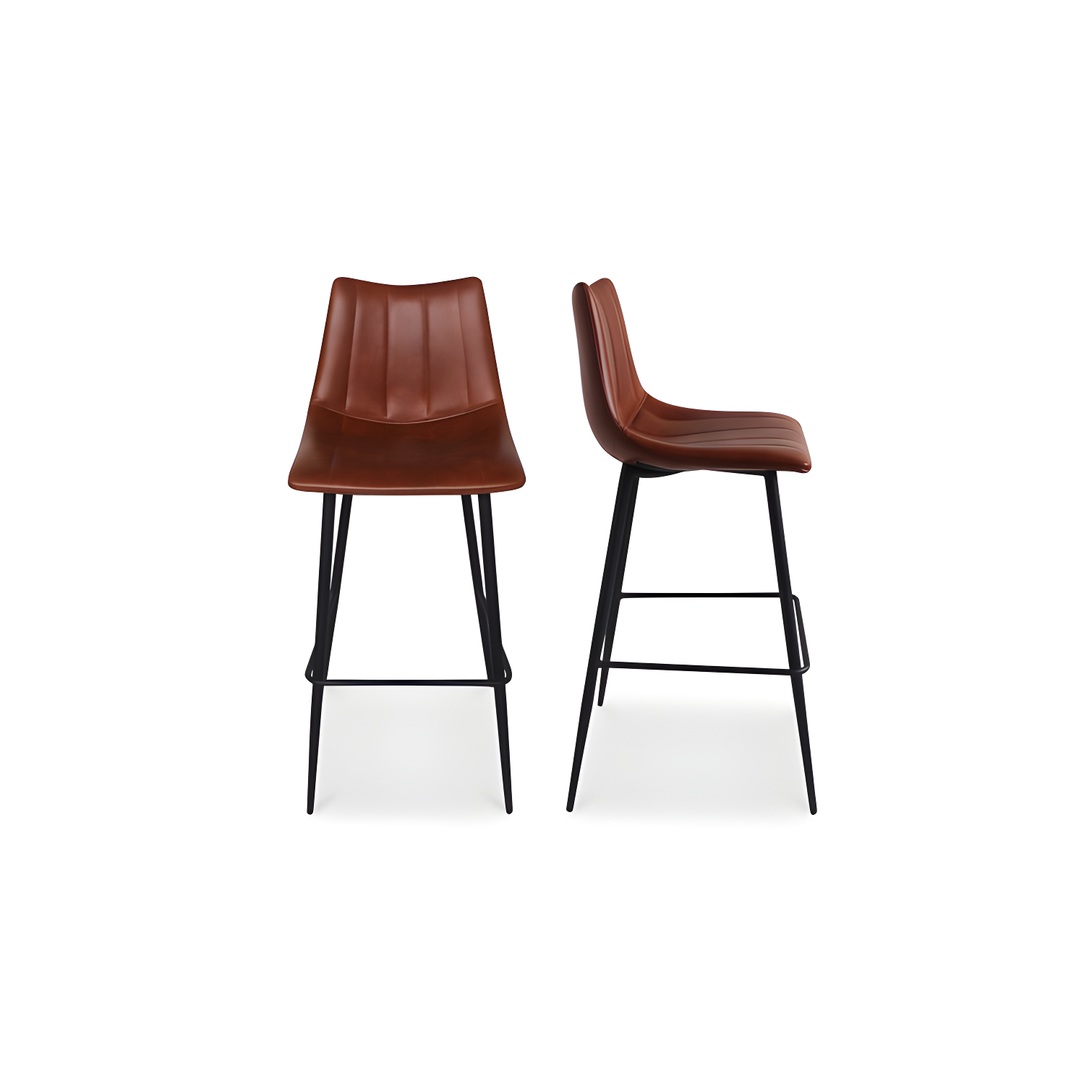 Moe's Home Collection Alibi 30" Faux Leather Bar Stools in Brown (Set of 2)