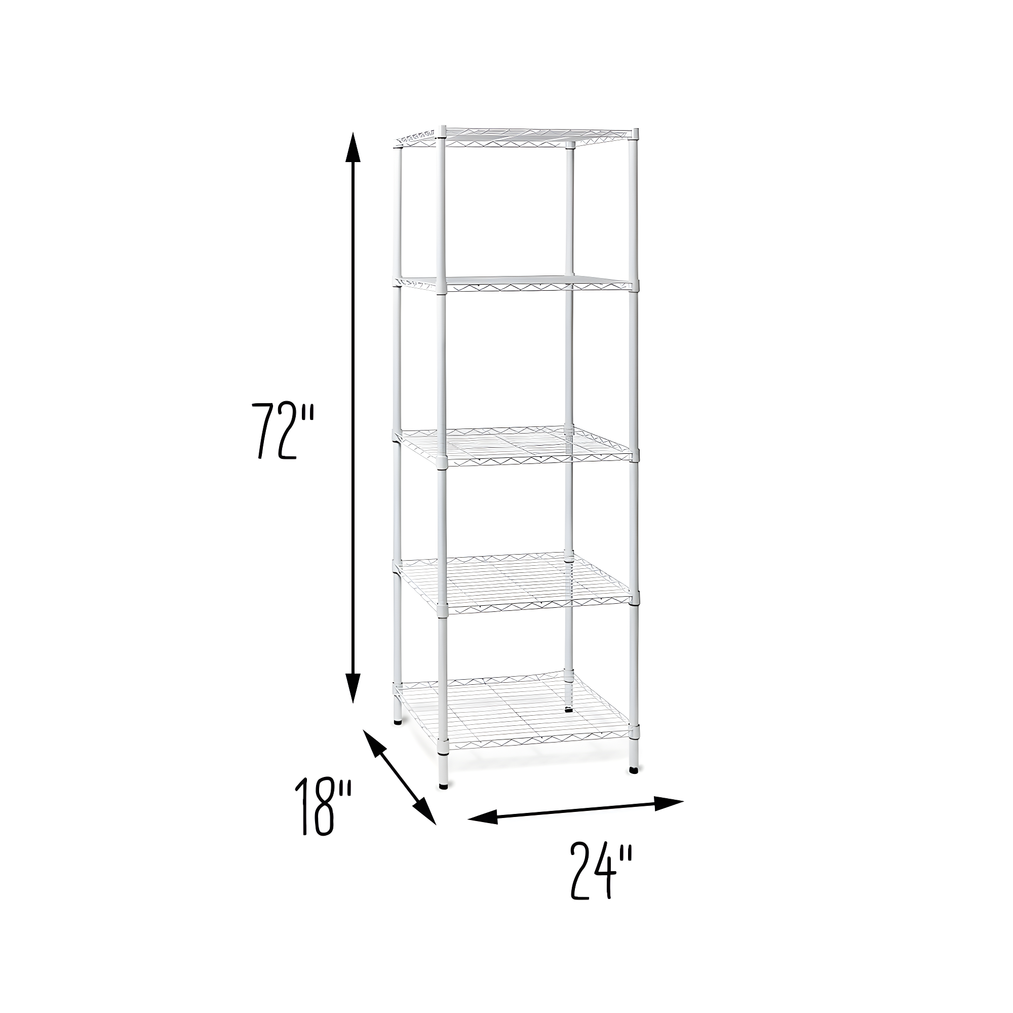 Honey-Can-Do 5-Shelf Steel Heavy Duty Adjustable Storage Shelves, White, Holds up to 250 lb per Shelf