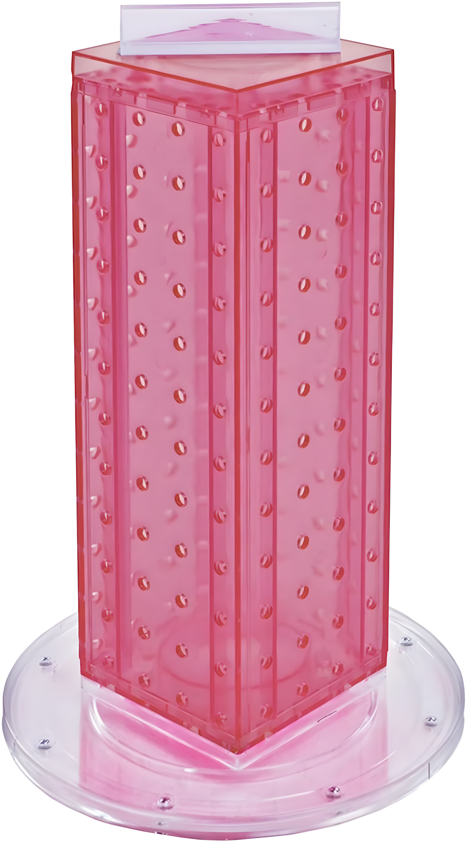 Four-sided 4"W x 12"H Pegboard Tower with Revolving 9" Base