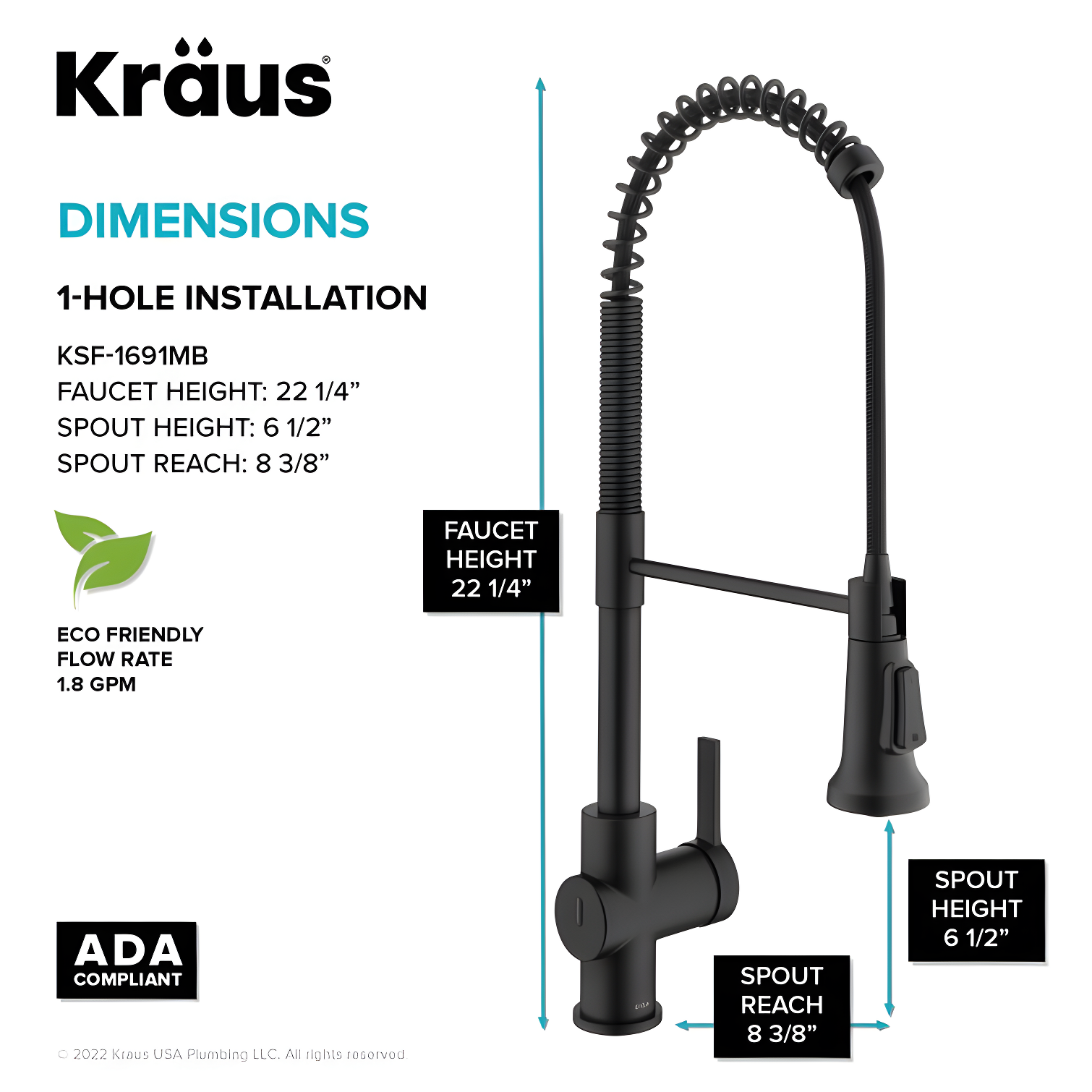 KRAUS Britt Touchless Sensor Commercial Single Handle Pull Down Kitchen Faucet