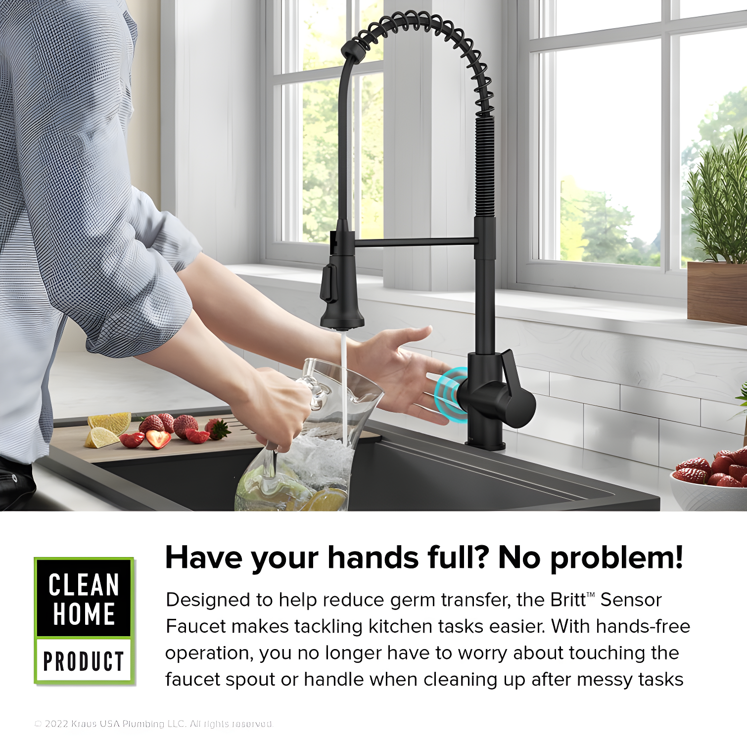 KRAUS Britt Touchless Sensor Commercial Single Handle Pull Down Kitchen Faucet