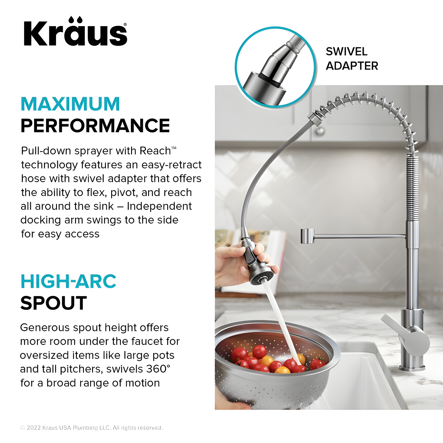 KRAUS Britt Touchless Sensor Commercial Single Handle Pull Down Kitchen Faucet