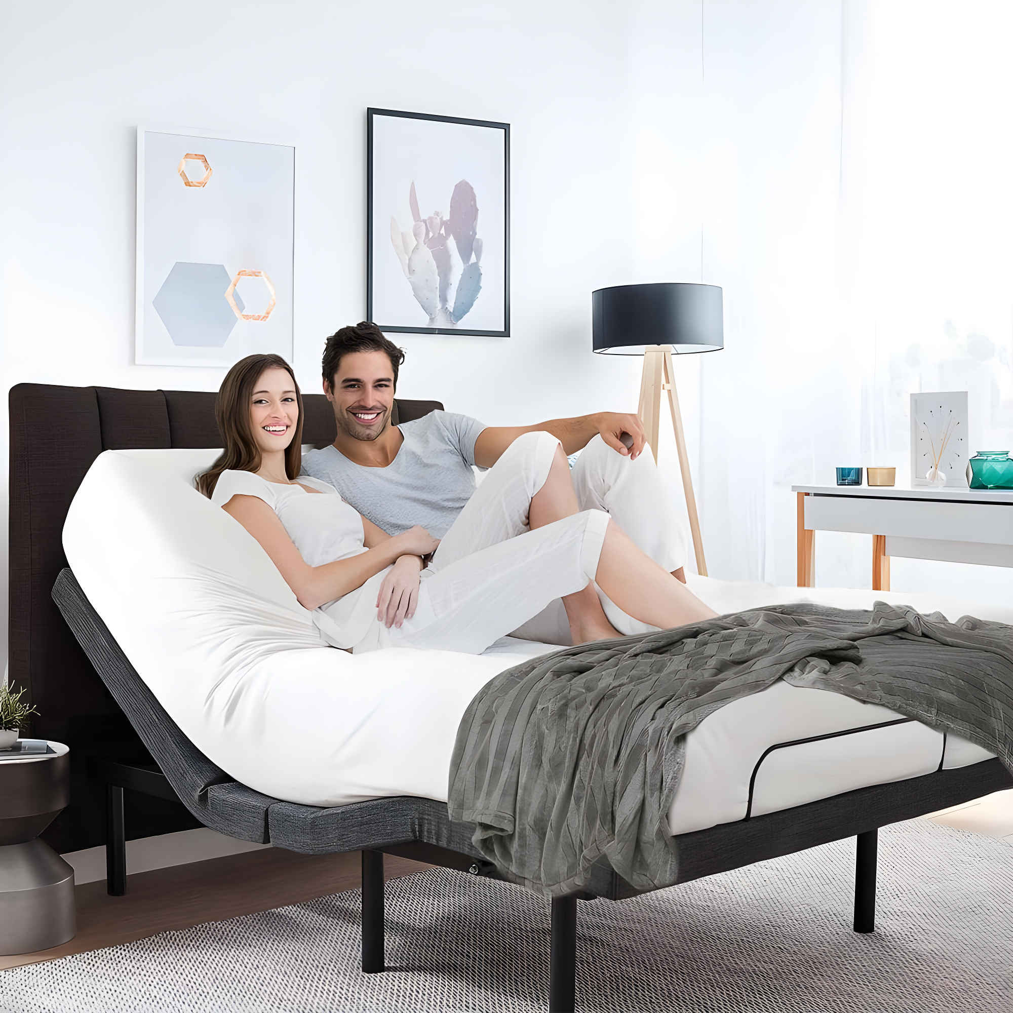 Clara Clark Clara Clark Massaging Zero Gravity, Zero Clearance Adjustable Bed with Wireless Remote, USB Ports & LED Lights