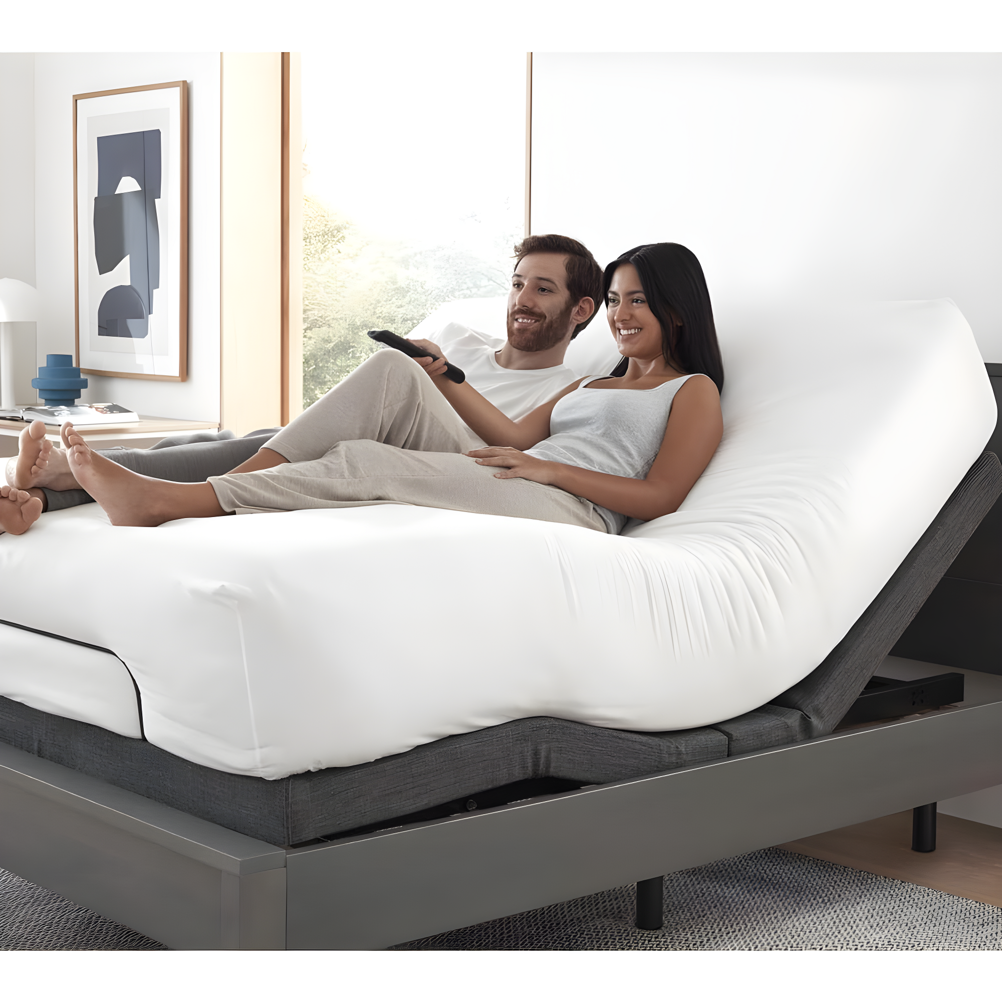 Clara Clark Clara Clark Massaging Zero Gravity, Zero Clearance Adjustable Bed with Wireless Remote, USB Ports & LED Lights