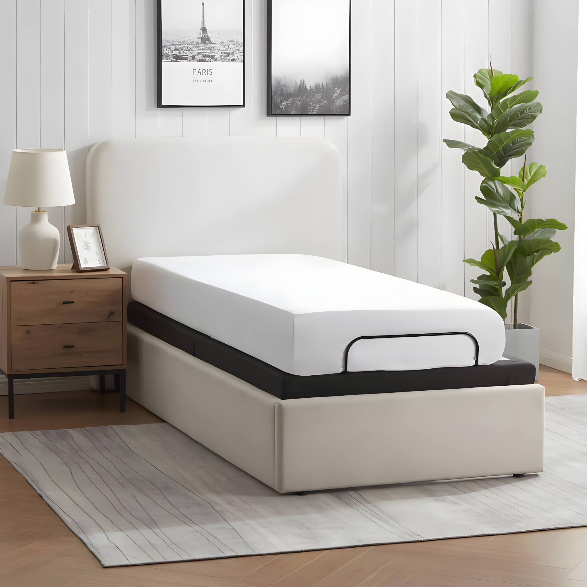 Clara Clark Clara Clark Massaging Zero Gravity, Zero Clearance Adjustable Bed with Wireless Remote, USB Ports & LED Lights