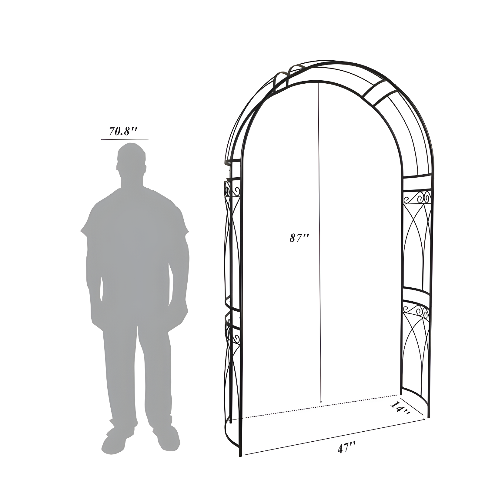 OUTOUR 87'' H x 14'' W Iron Arched Trellis