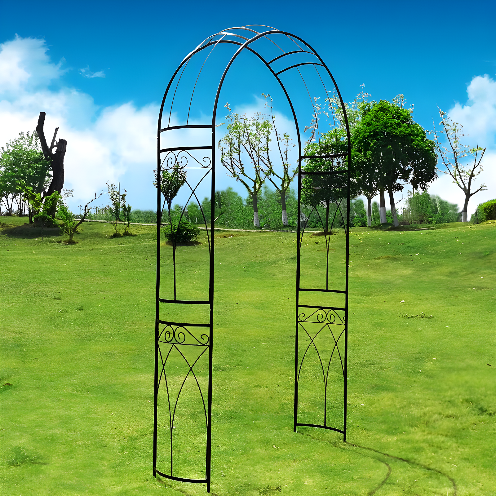OUTOUR 87'' H x 14'' W Iron Arched Trellis