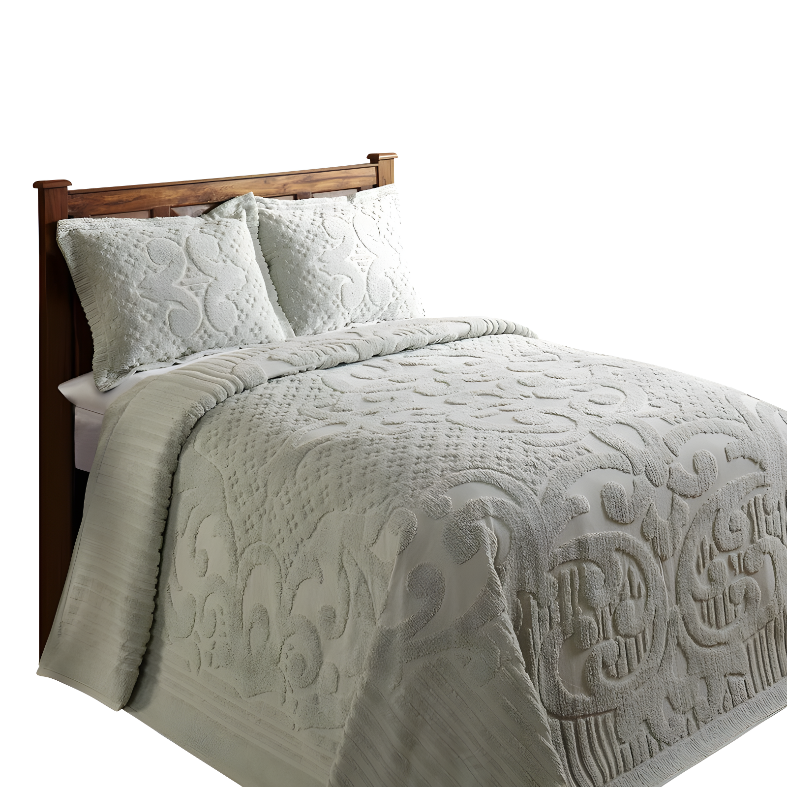 Ashton 100% Cotton Traditional Tufted Medallion Pattern Coverlet/Bedspread