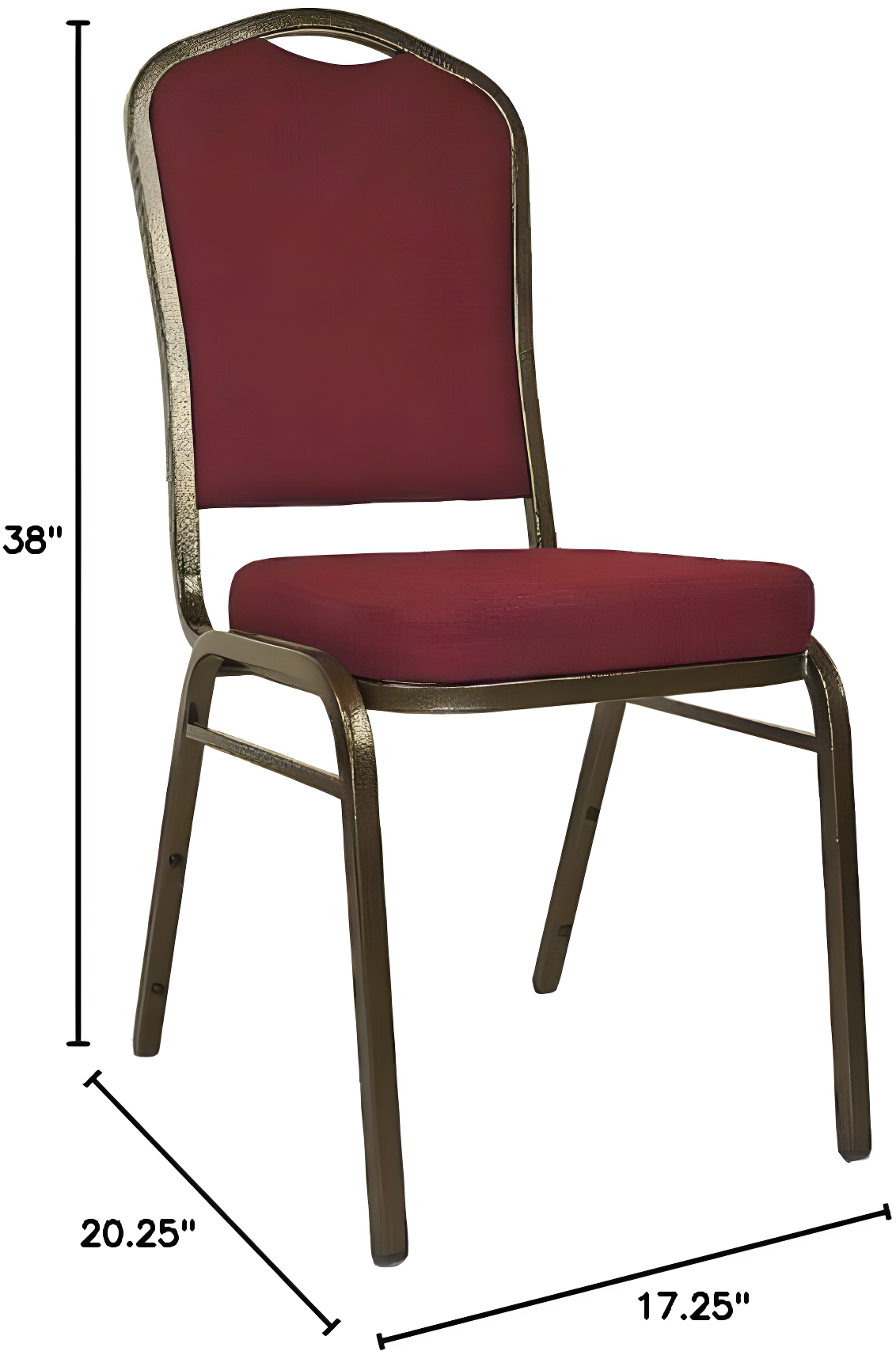 Flash Furniture HERCULES Series Crown Back Stacking Banquet Chair in Burgundy Fabric - Gold Vein Frame