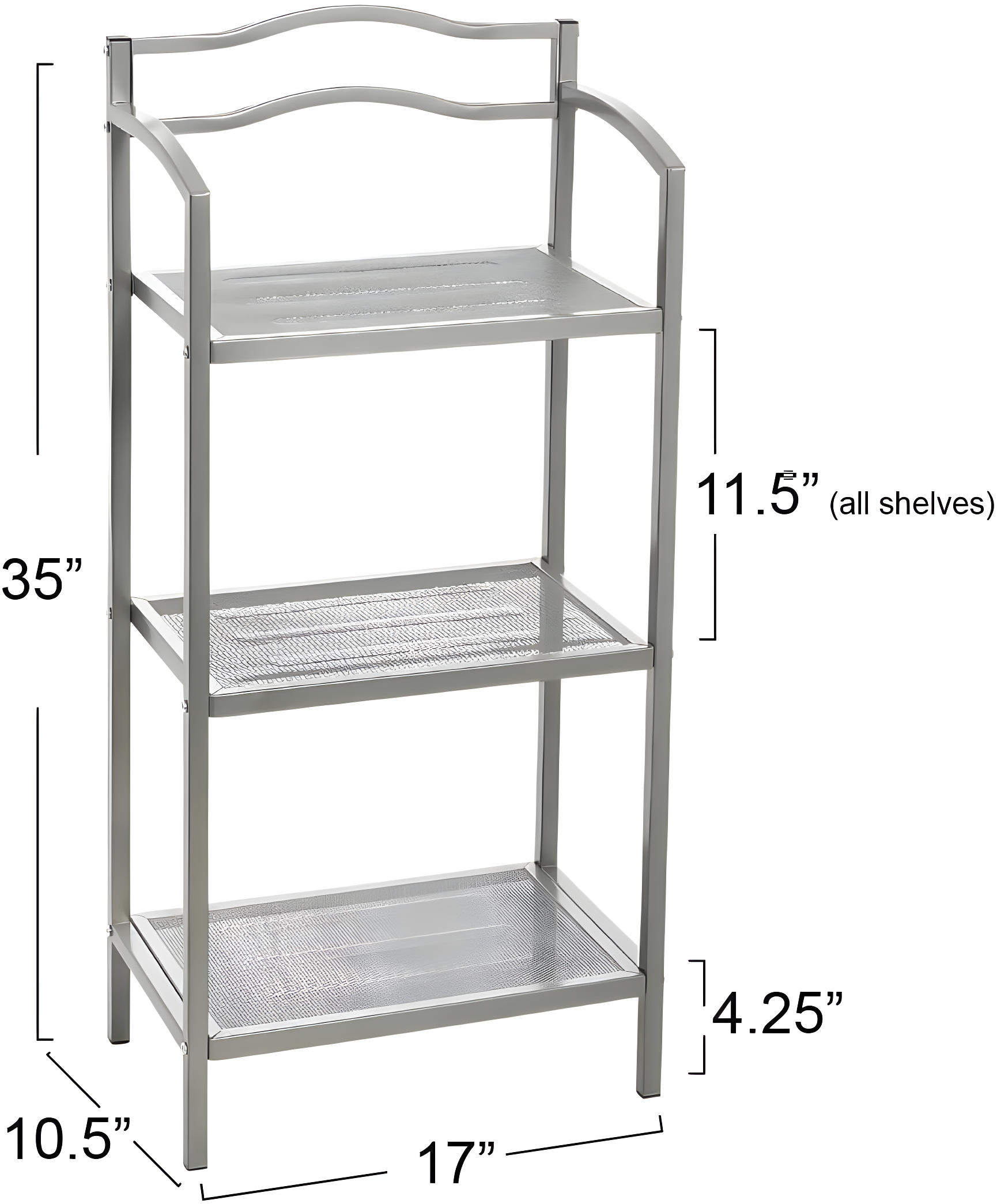 3-Tier Metal Over the Toilet Bathroom Storage Shelf, Gray