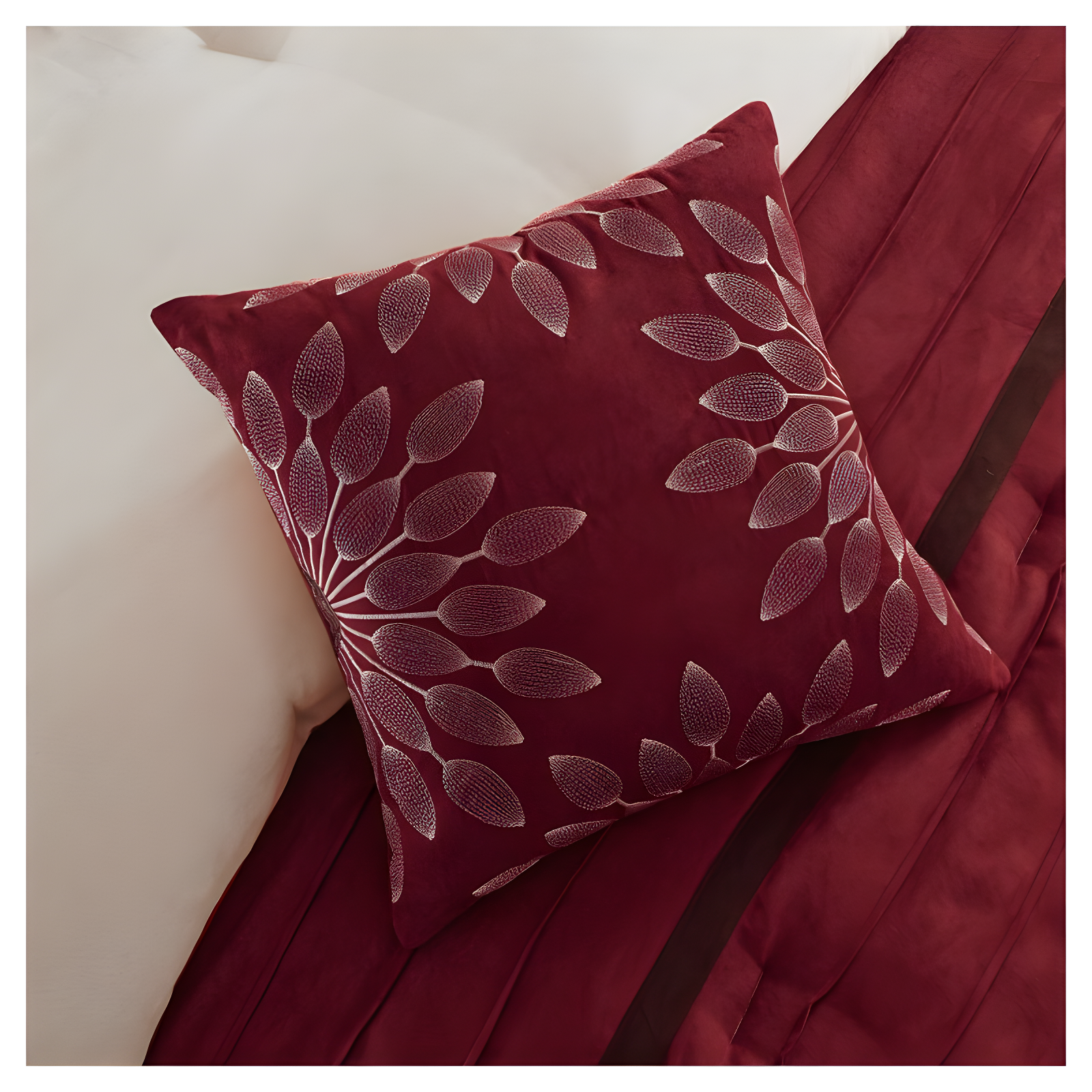 7pc California King Dakota Microsuede Comforter Set Red: Madison Park, Hypoallergenic, Embroidered, Machine Washable