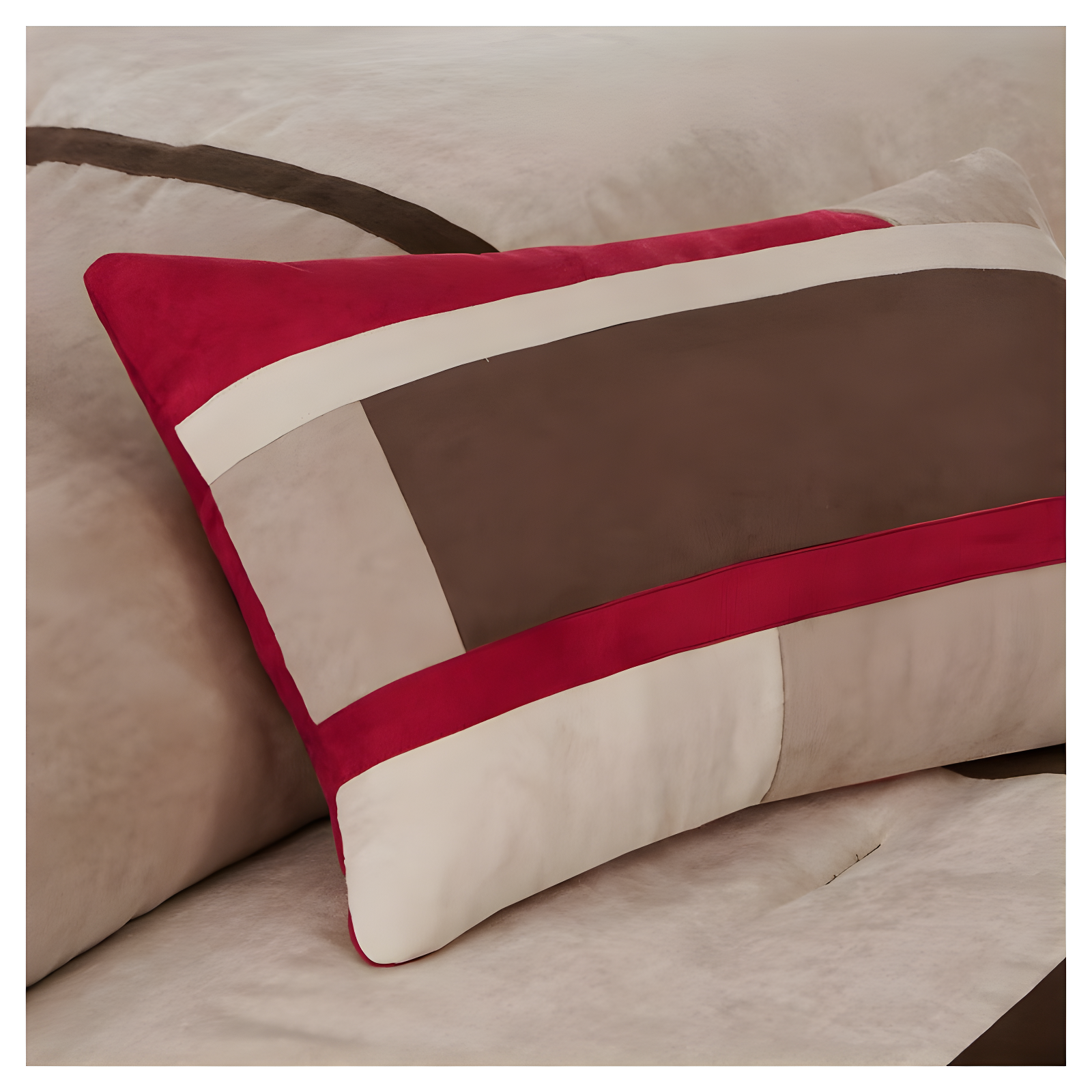 7pc California King Dakota Microsuede Comforter Set Red: Madison Park, Hypoallergenic, Embroidered, Machine Washable