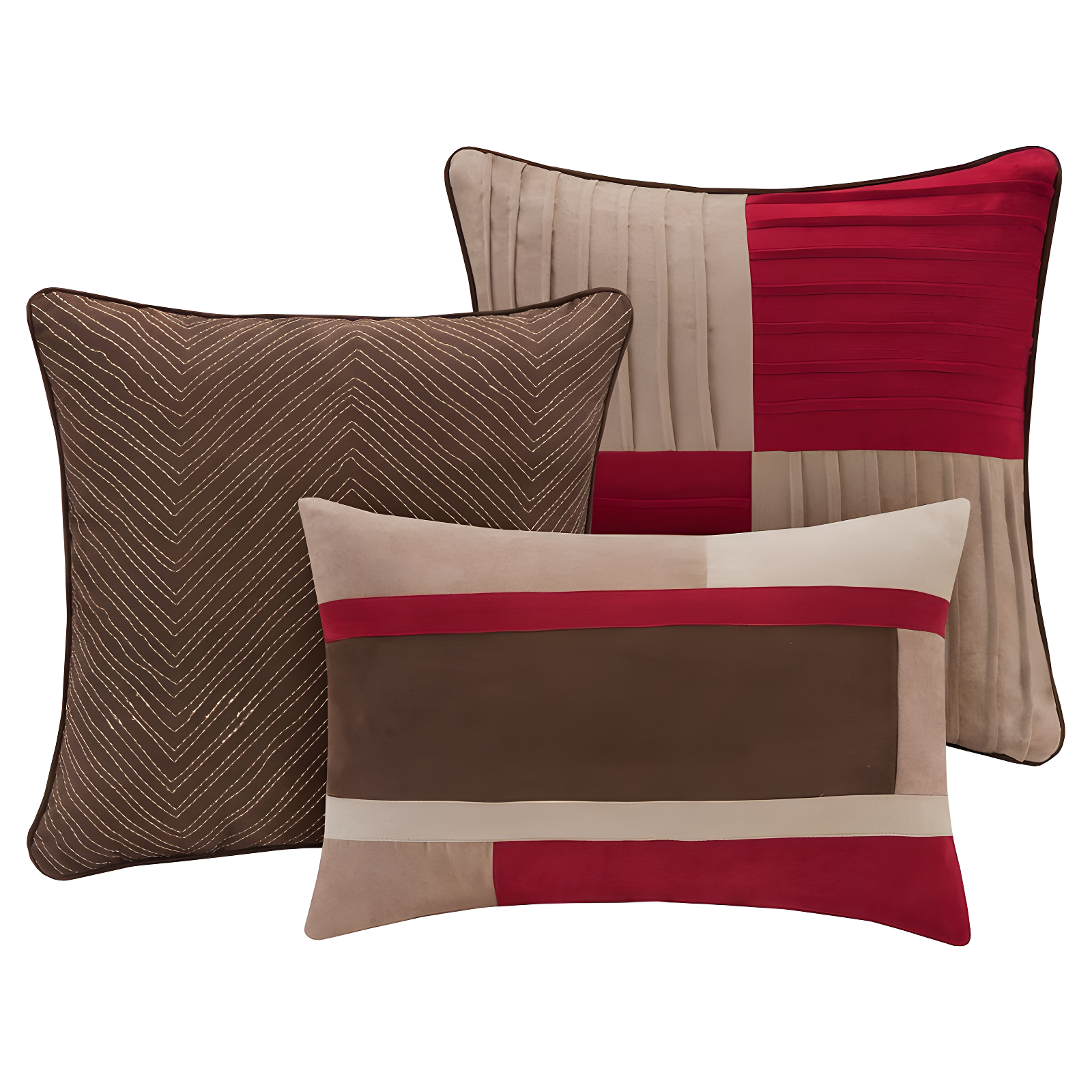 7pc California King Dakota Microsuede Comforter Set Red: Madison Park, Hypoallergenic, Embroidered, Machine Washable