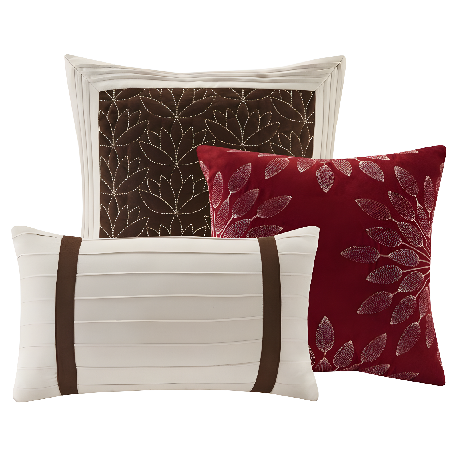 7pc California King Dakota Microsuede Comforter Set Red: Madison Park, Hypoallergenic, Embroidered, Machine Washable