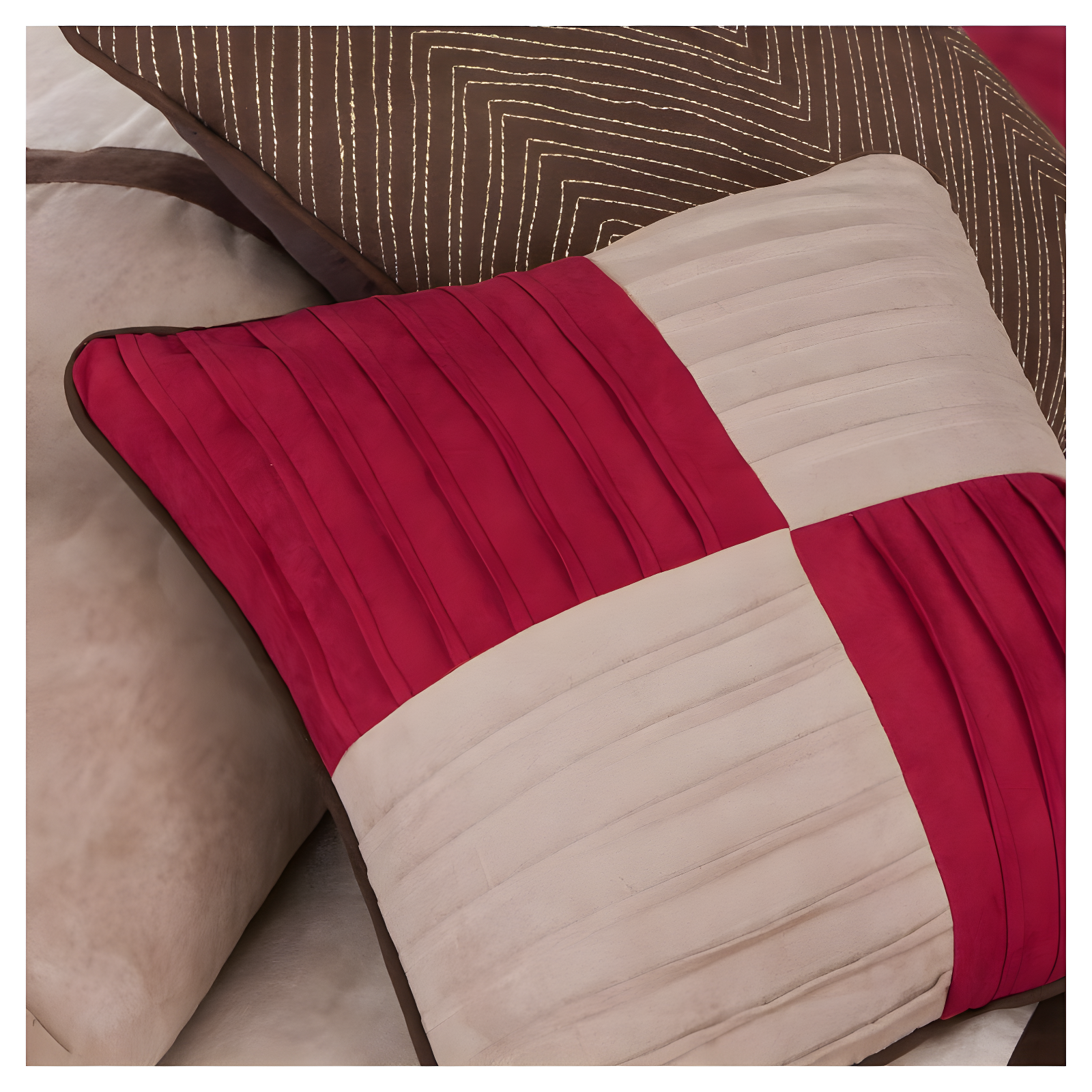 7pc California King Dakota Microsuede Comforter Set Red: Madison Park, Hypoallergenic, Embroidered, Machine Washable