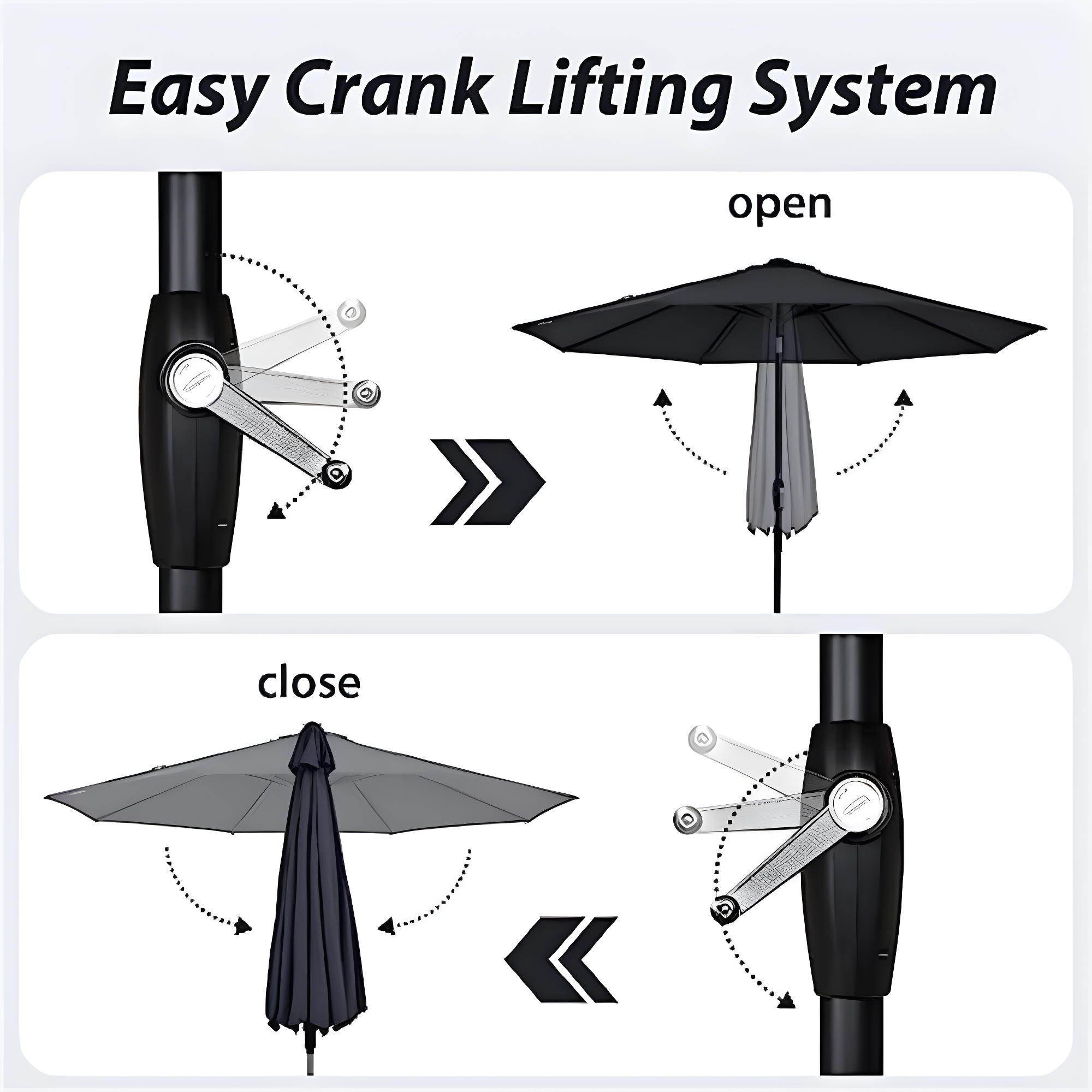 Tempera Patio Market Outdoor Table Umbrella with Push Button Tilt and Crank,Large Sun Umbrella with Sturdy Pole&Fade resistant canopy,Easy to set