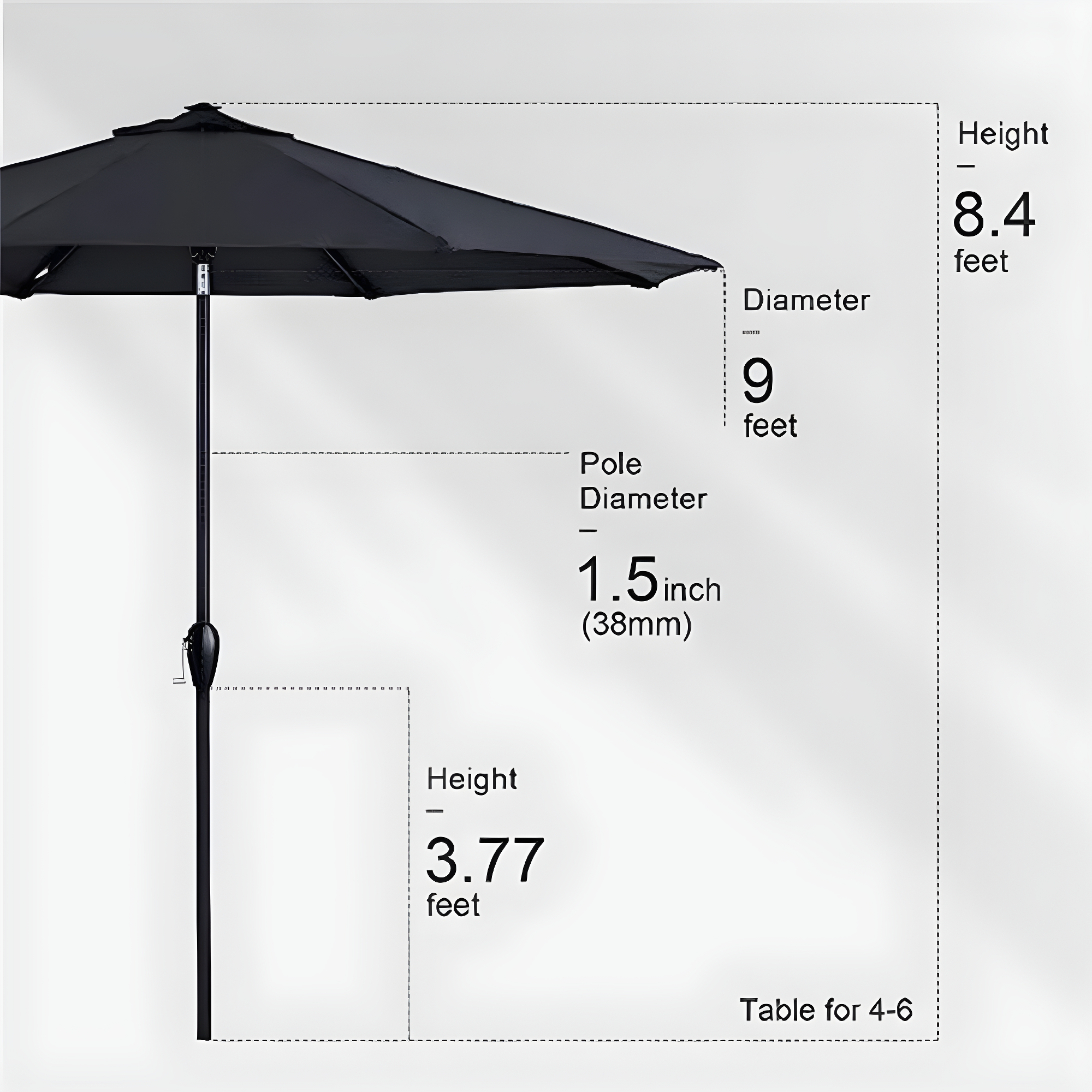 Tempera Patio Market Outdoor Table Umbrella with Push Button Tilt and Crank,Large Sun Umbrella with Sturdy Pole&Fade resistant canopy,Easy to set