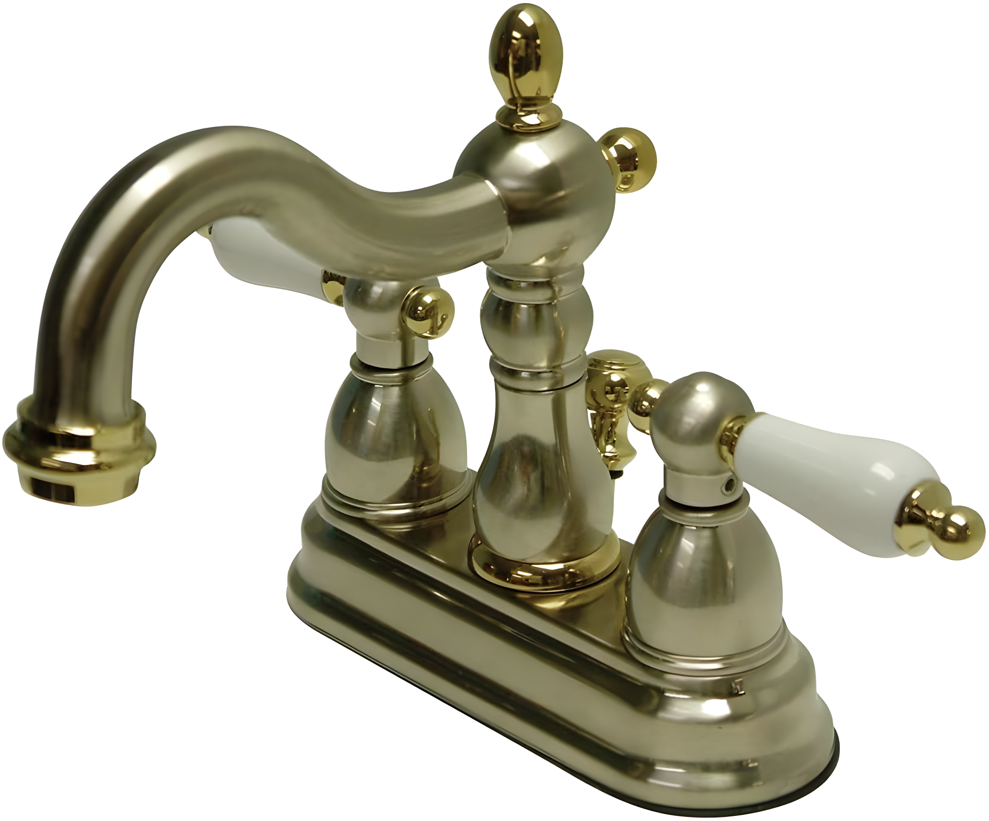 Kingston Brass Heritage Two-Handle 3-Hole Deck Mount 4" Centerset Bathroom Faucet with Plastic Pop-Up