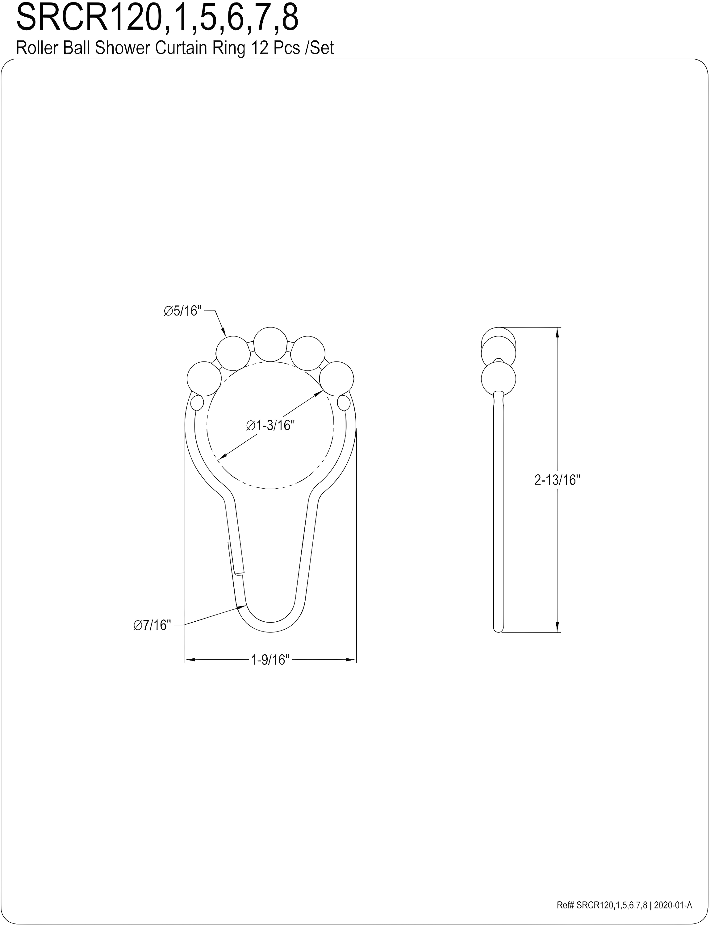 Kingston Brass Kingston Brass Edenscape Roller Ball Shower Curtain Rings (12 Pieces/Set) (Set of 12)