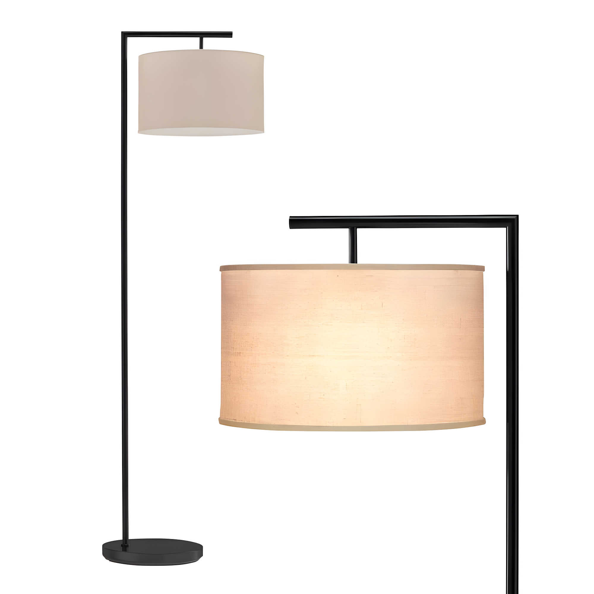Montage Modern 60 in. Mid-Century Modern LED Floor Lamp with Fabric Drum Shade