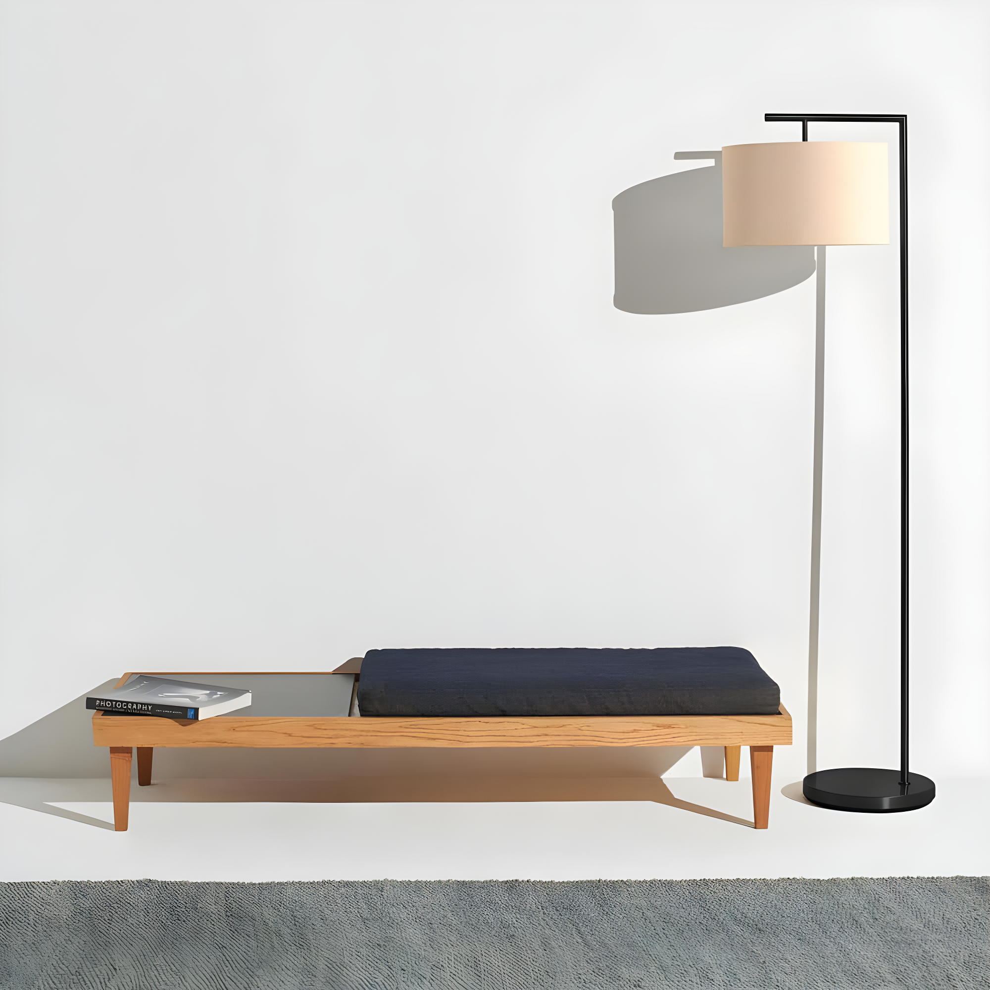 Montage Modern 60 in. Mid-Century Modern LED Floor Lamp with Fabric Drum Shade