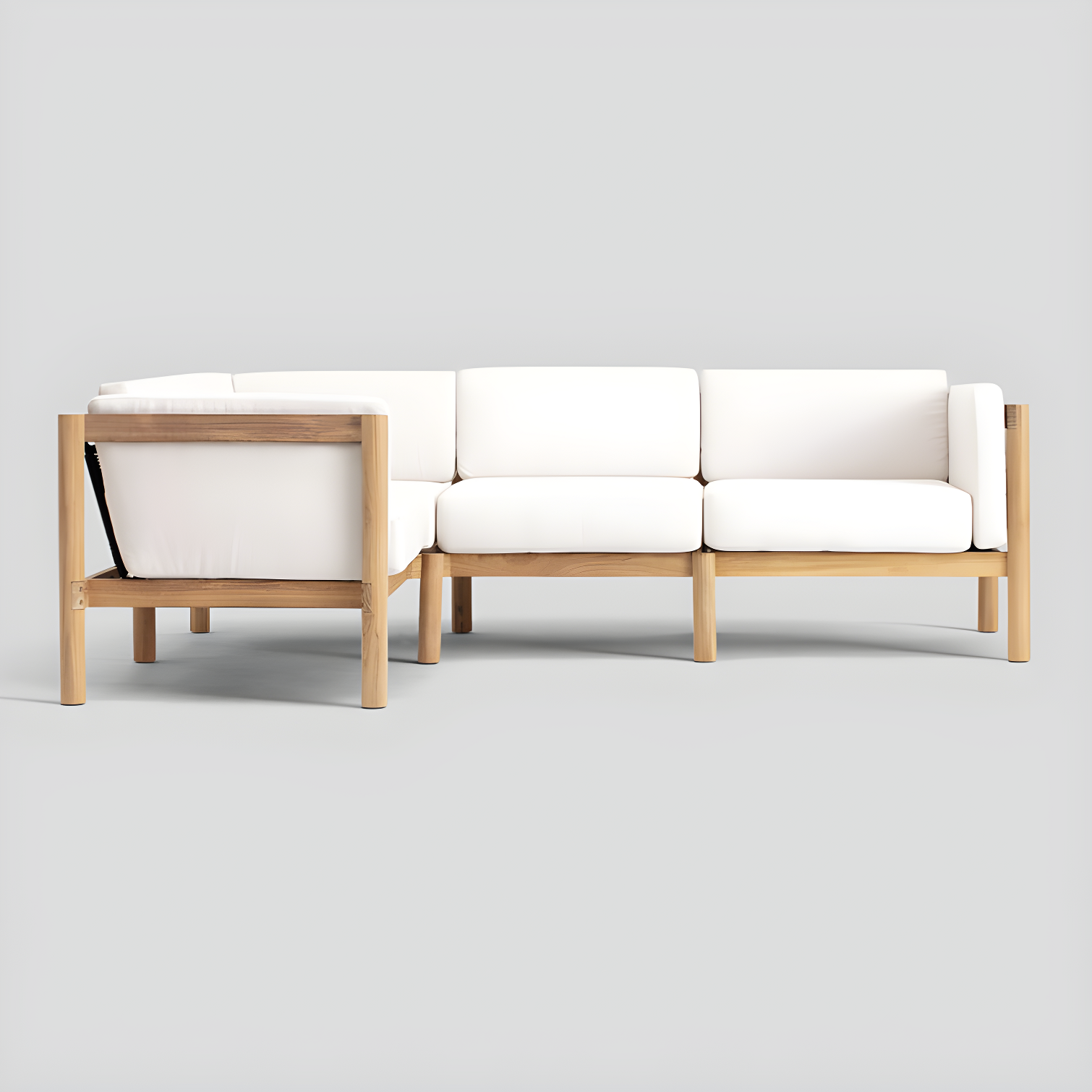 Haven 4-Piece Teak Outdoor Sectional With Sunbrella Cushions In Graystone