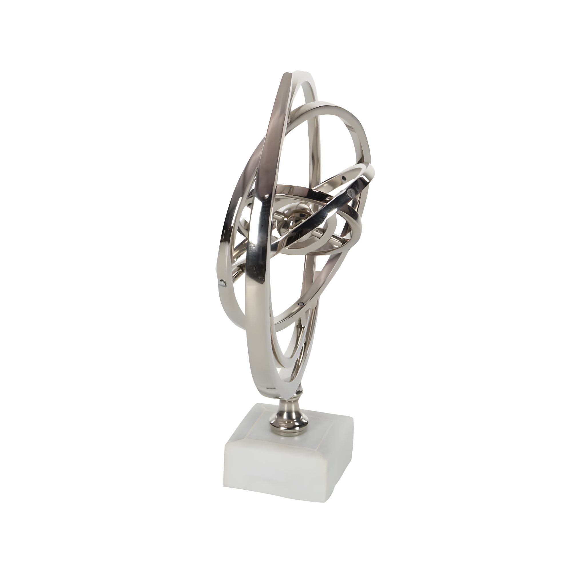 DecMode 10" Silver Armillary Globe with Marble Base