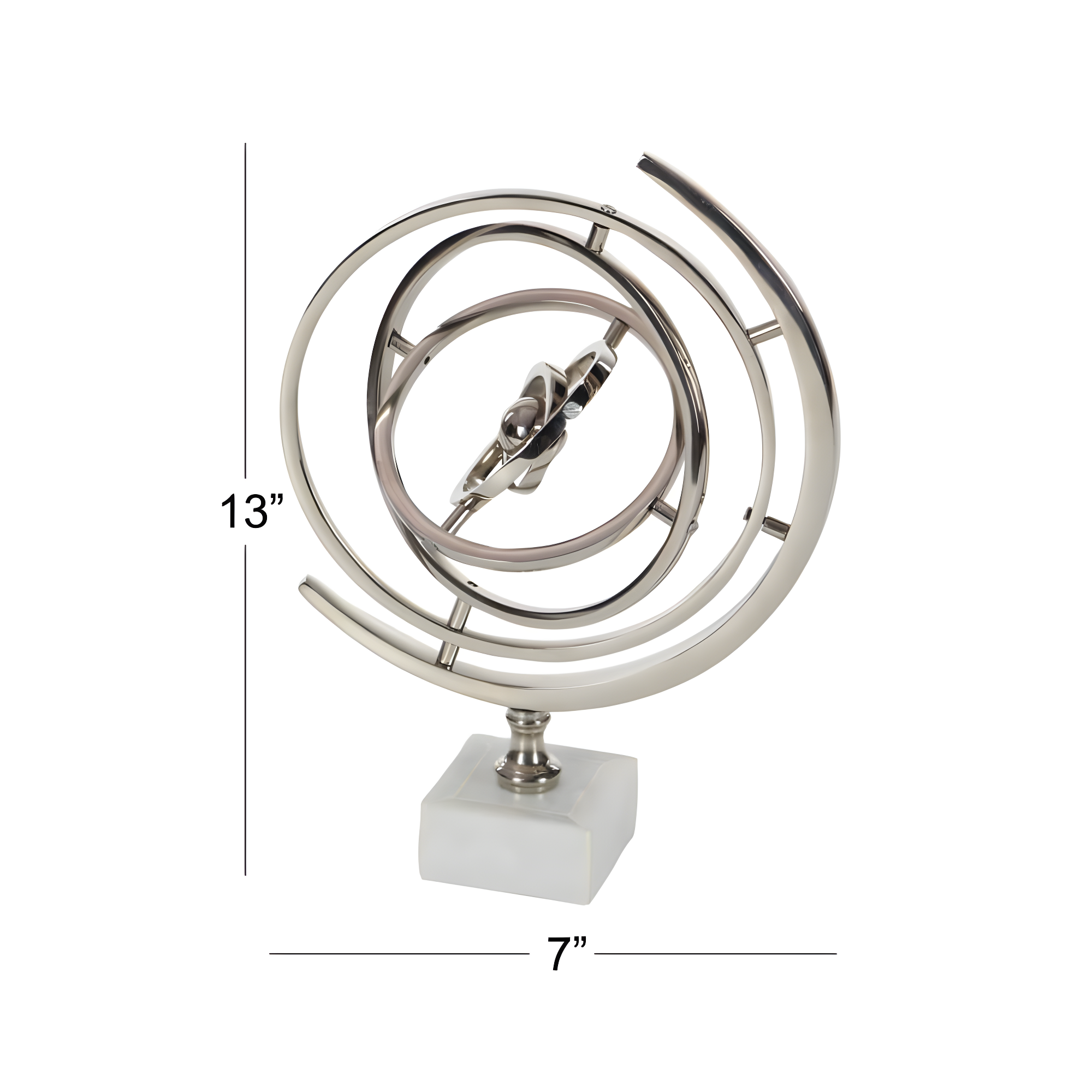 DecMode 10" Silver Armillary Globe with Marble Base