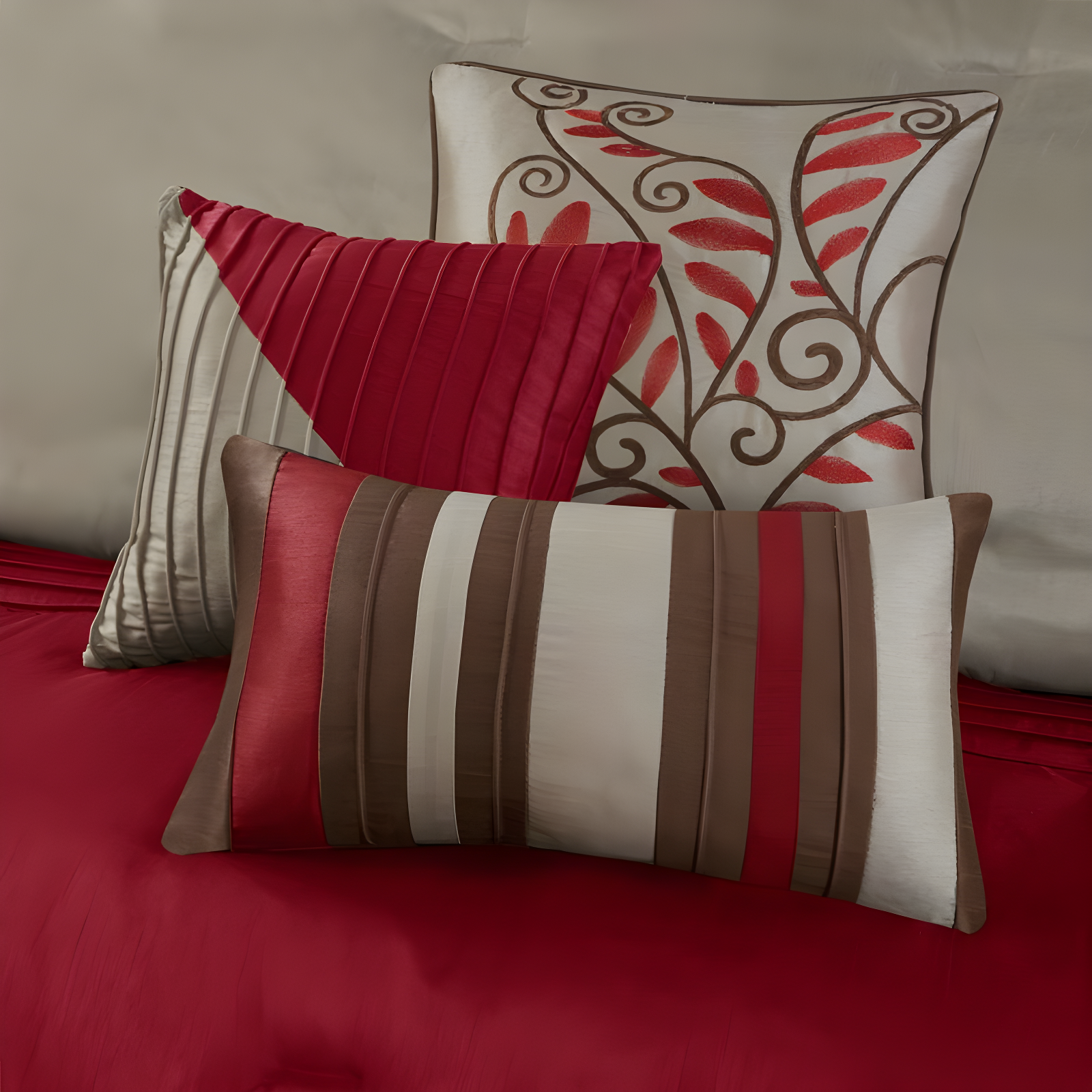 Madison Park Amherst 7 Piece Striped and Pleated Comforter Set