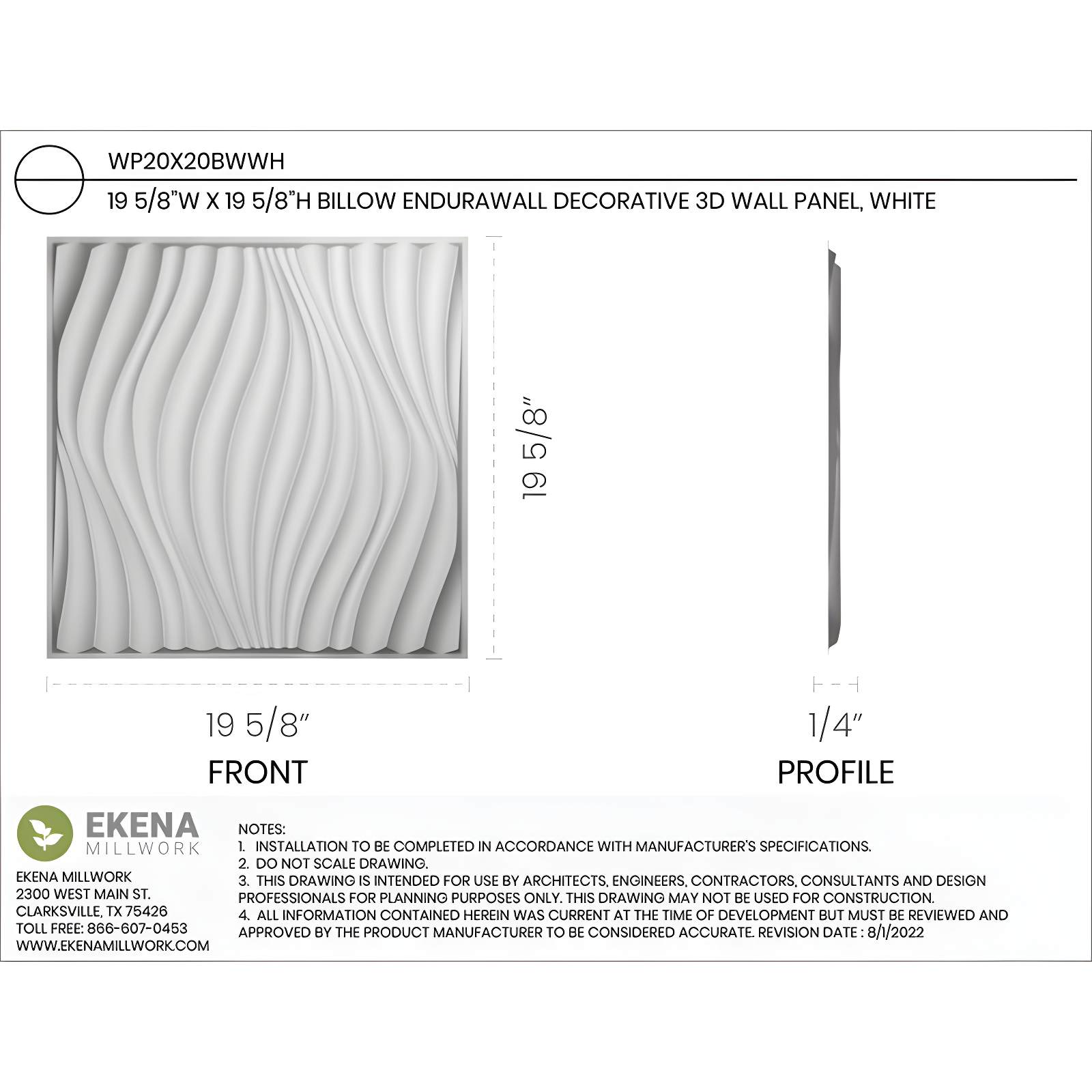 Ekena Millwork Billow EnduraWall Decorative 3D Wall Panel