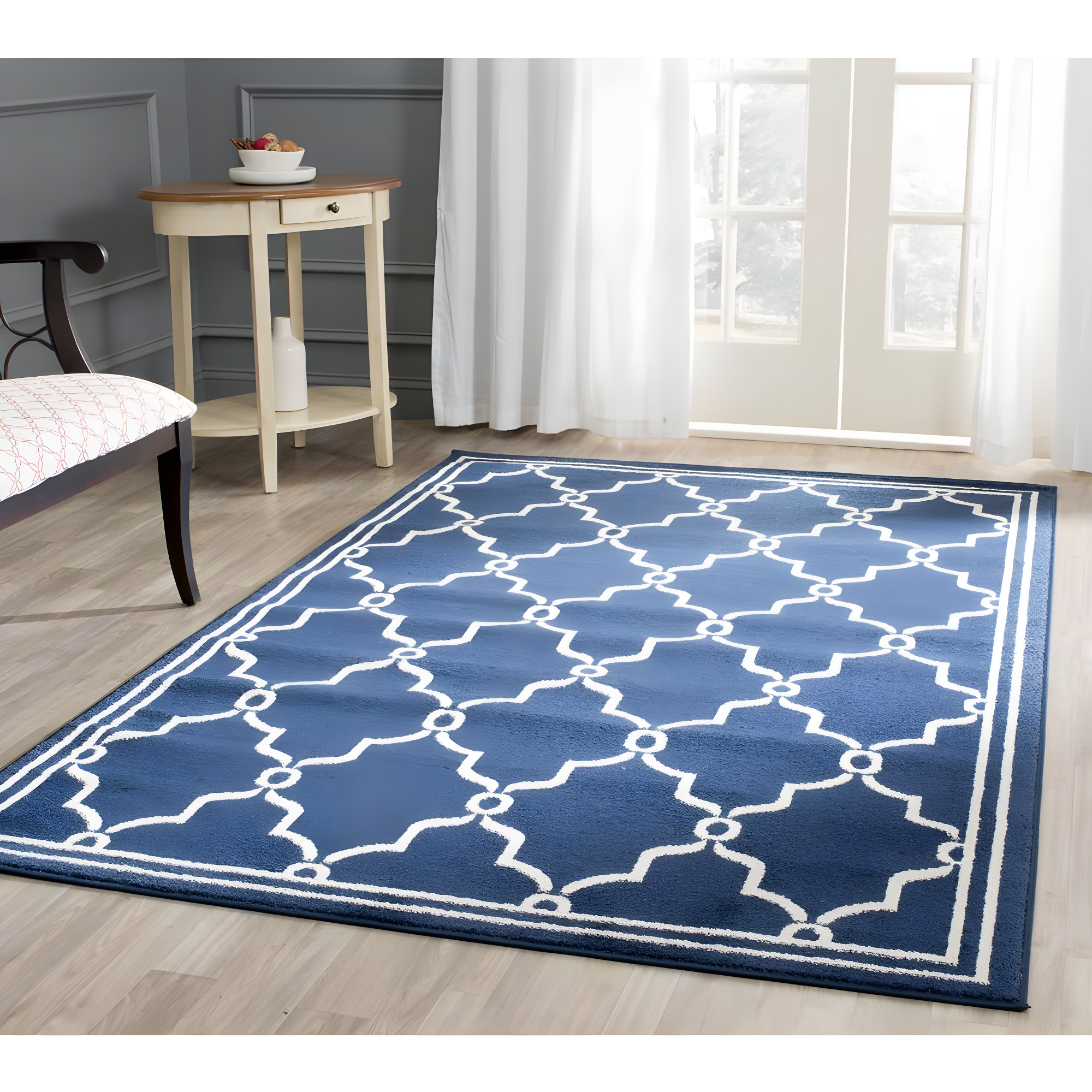 Amherst AMT414 Power Loomed Indoor Area Rug - Navy/Beige - 5'3"x8' - Safavieh