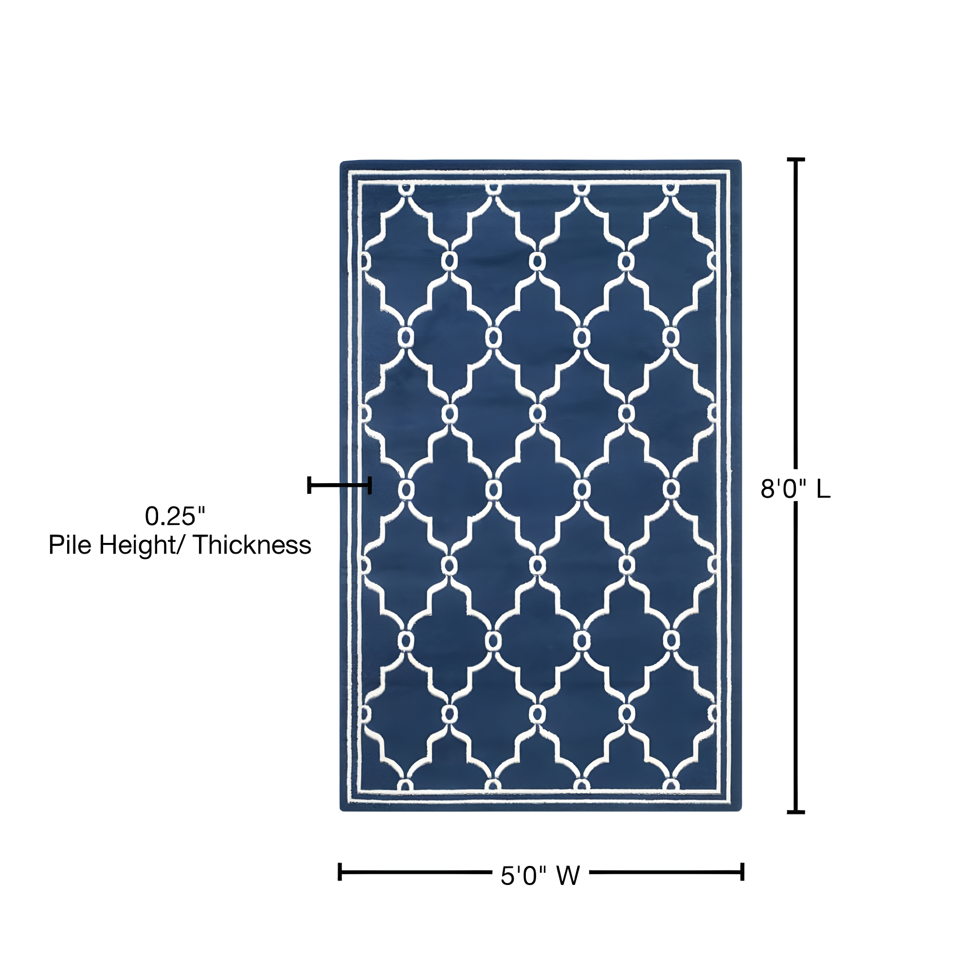 Amherst AMT414 Power Loomed Indoor Area Rug - Navy/Beige - 5'3"x8' - Safavieh