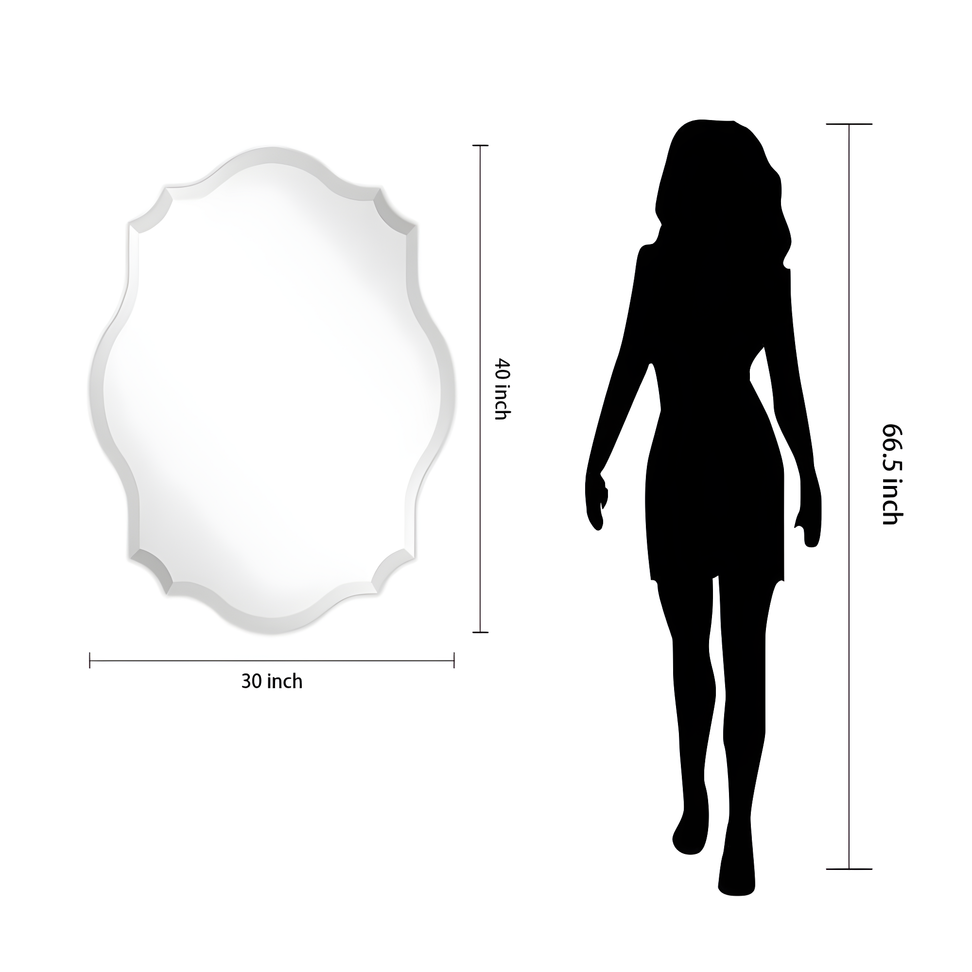 Empire Art Direct Frameless Beveled Oblong Elegant Scalloped Wall Mirror 30 in. x 40 in. x 0.39 in.