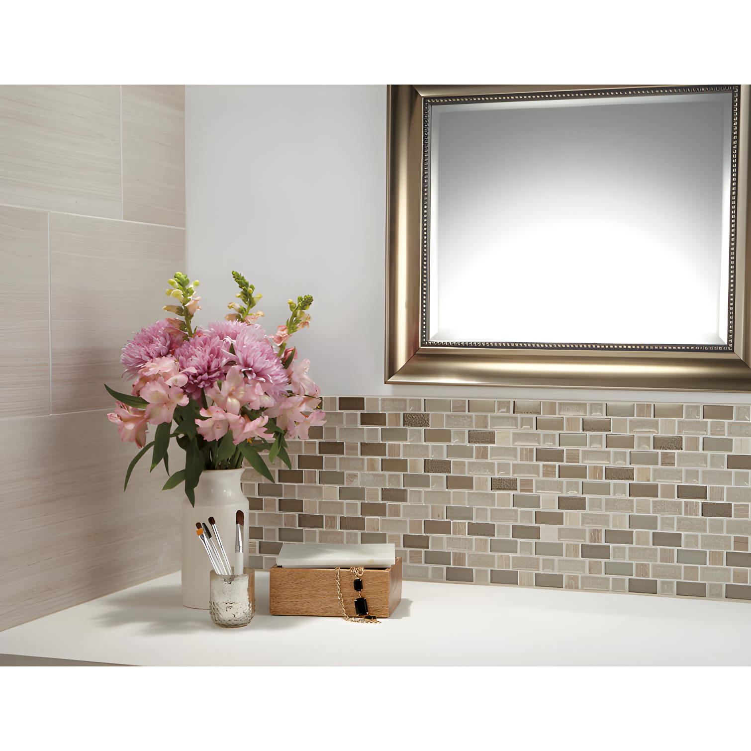 Itona Tile Itona Tile 12" x 12" Stone, Glass and Ceramic Brick-Joint Mosaic Tile (Set of10) (9.90 SQFT Per Carton)