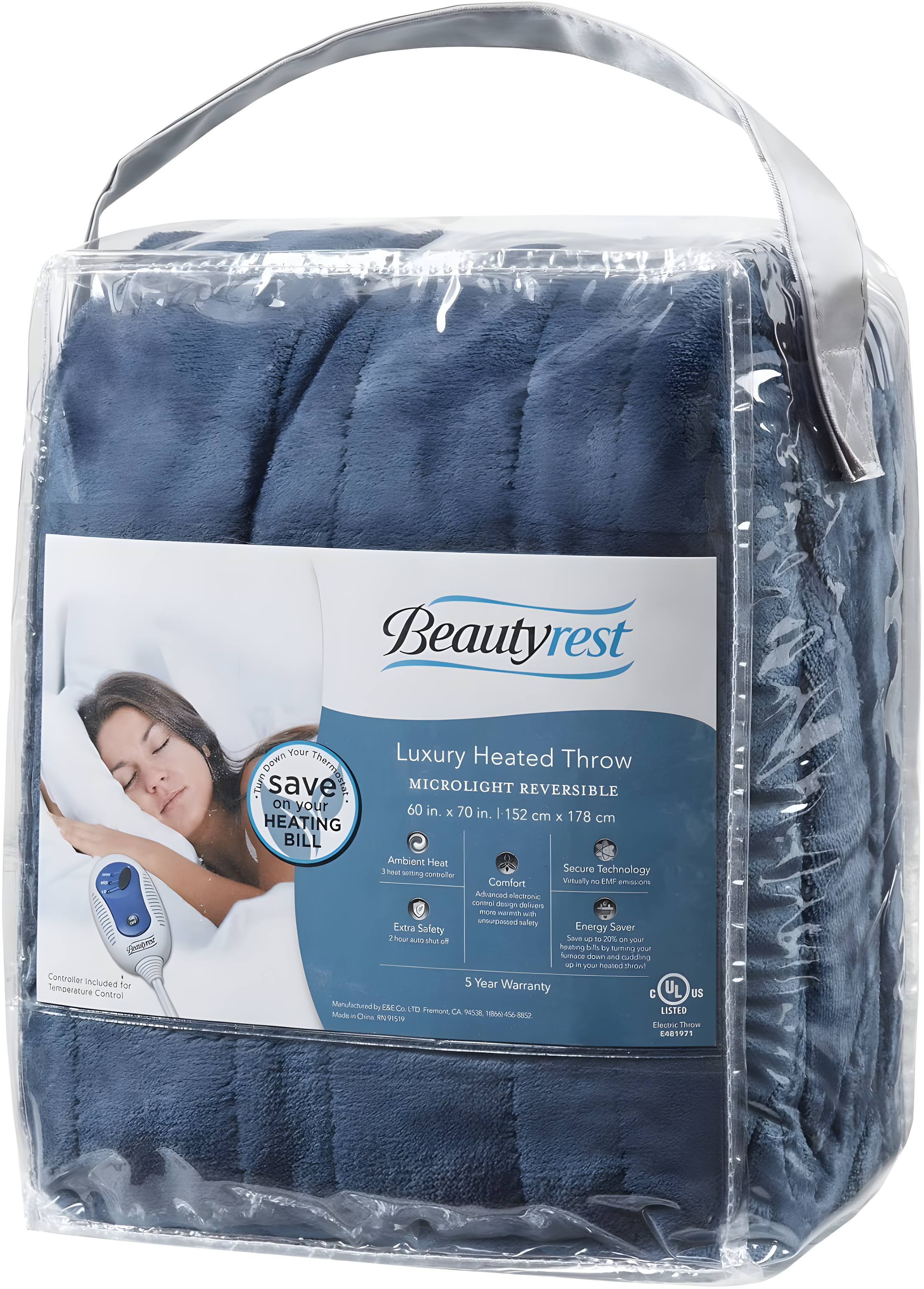 Beautyrest Heated Plush Oversized Throw