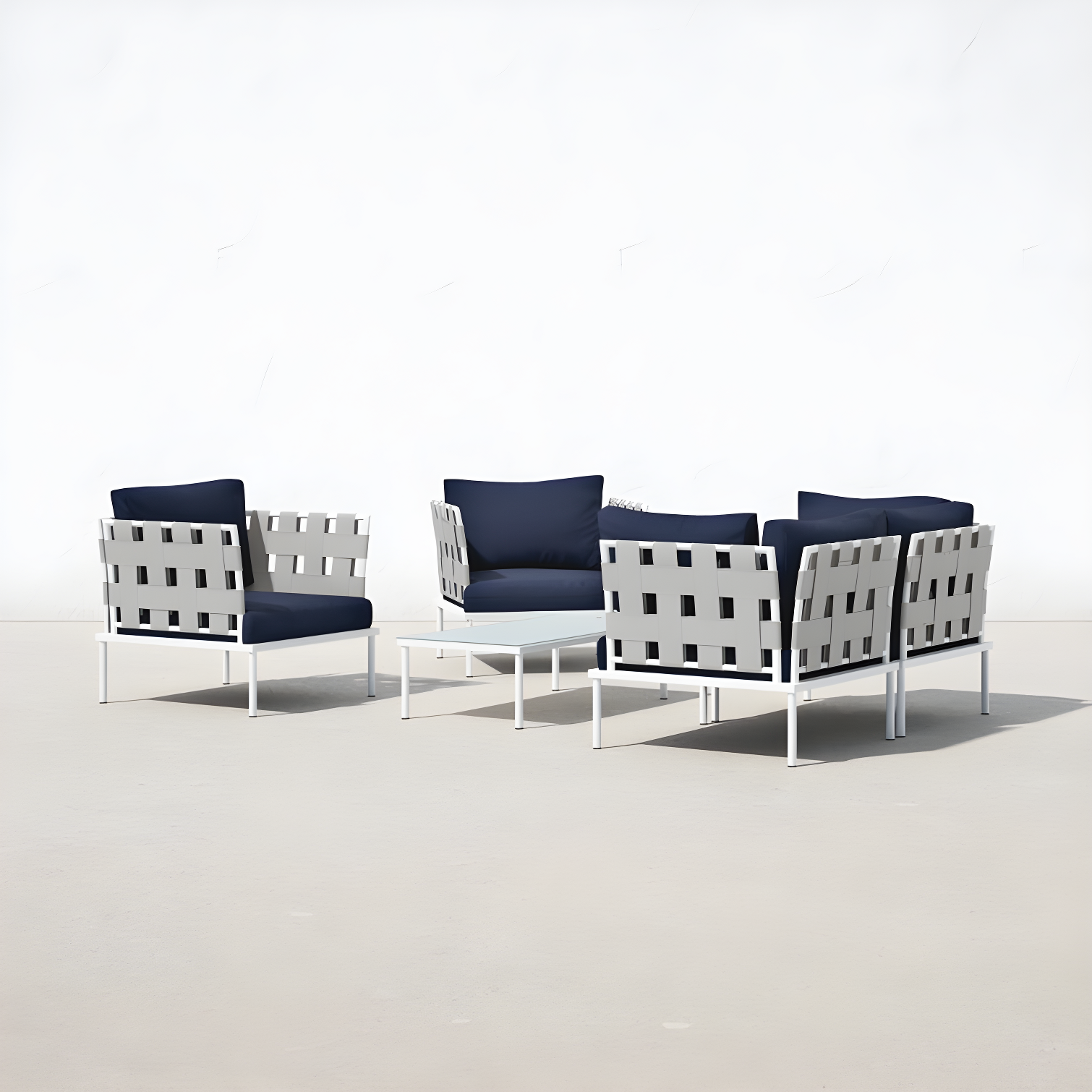 Modway Harmony 5 Piece Outdoor Patio Aluminum Sectional Sofa Set