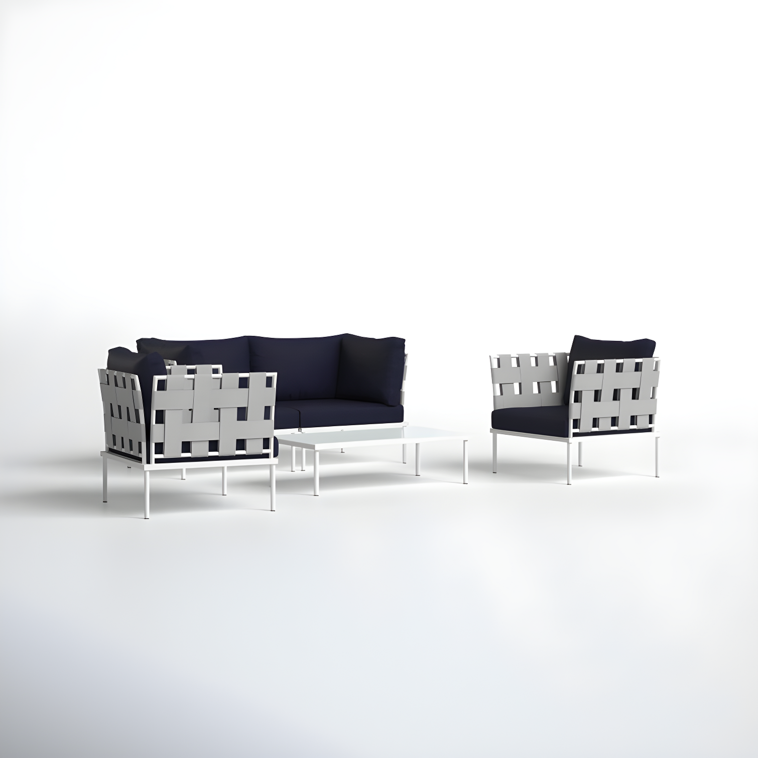 Modway Harmony 5 Piece Outdoor Patio Aluminum Sectional Sofa Set