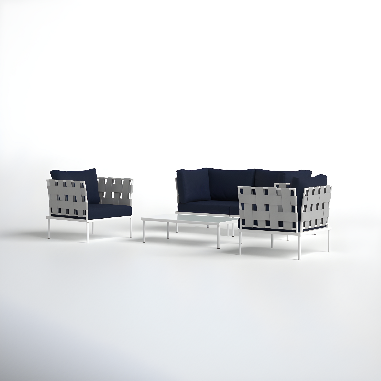 Modway Harmony 5 Piece Outdoor Patio Aluminum Sectional Sofa Set