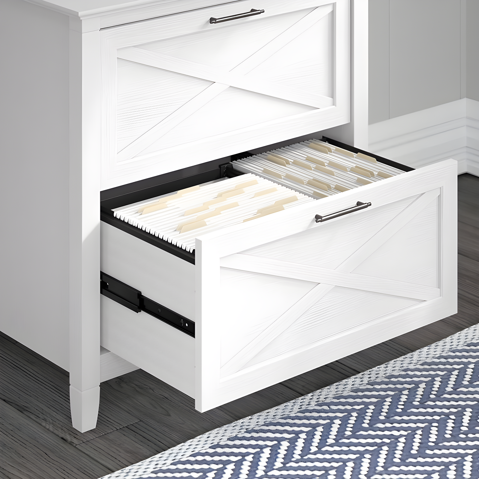 2 Drawer Key West File Cabinet Pure White Oak - Bush Furniture: Coastal Style, Aged Bronze Hardware
