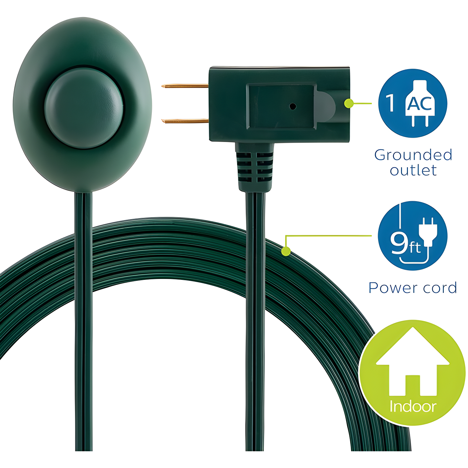 Philips 9-ft 1-Outlet Indoor Polarized Extension Cord, Green, SPS1036GF/27