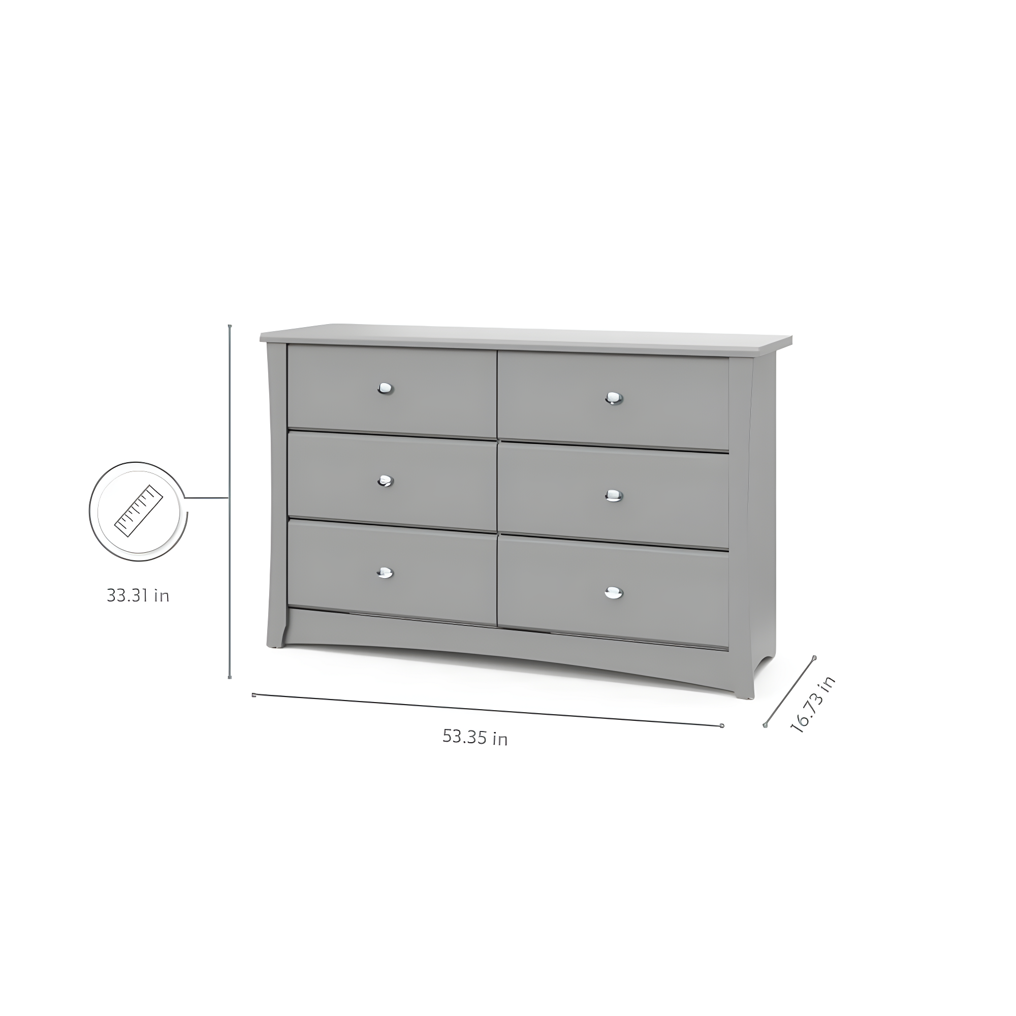 Crescent 6 Drawer Double Dresser